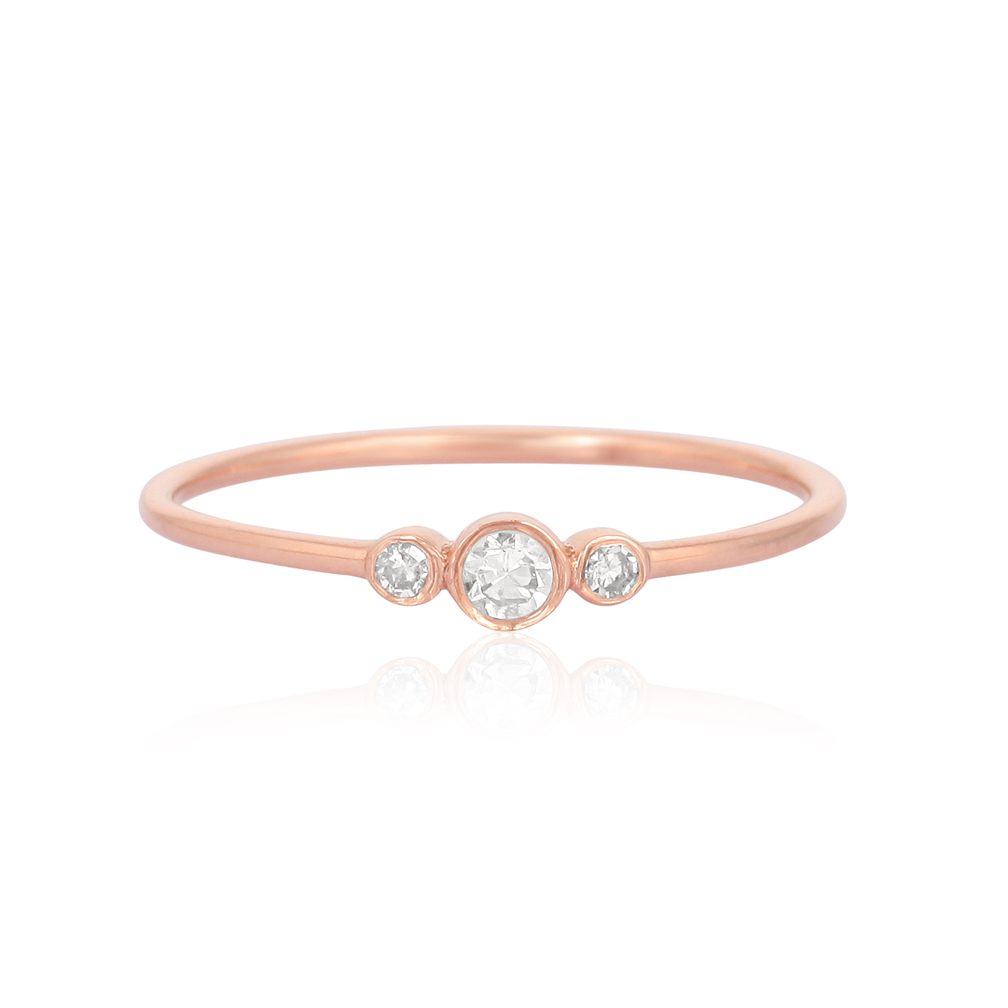 Rose Gold Three Diamond Band Ring