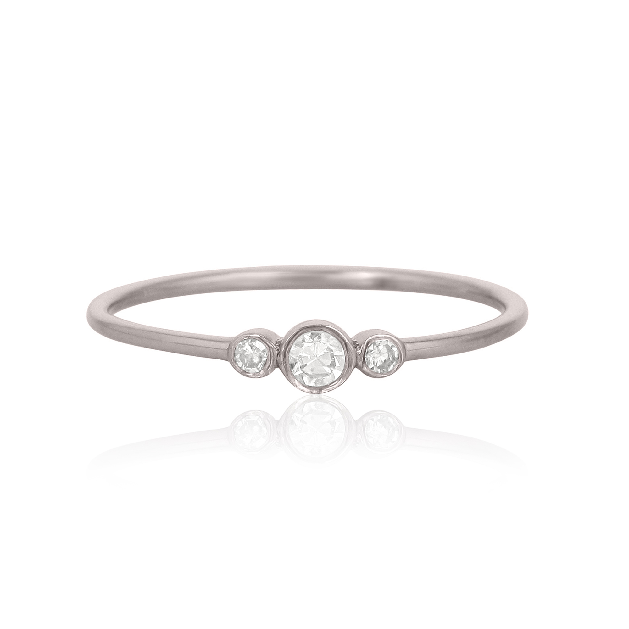 Sterling Silver Three Diamond Band Ring