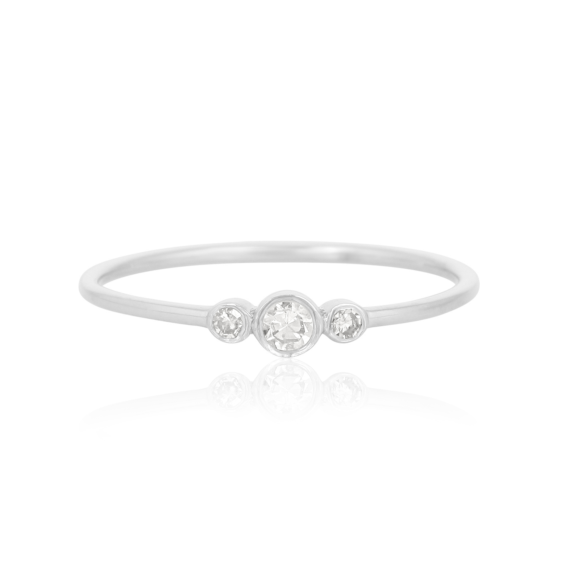 White Gold Three Diamond Band Ring