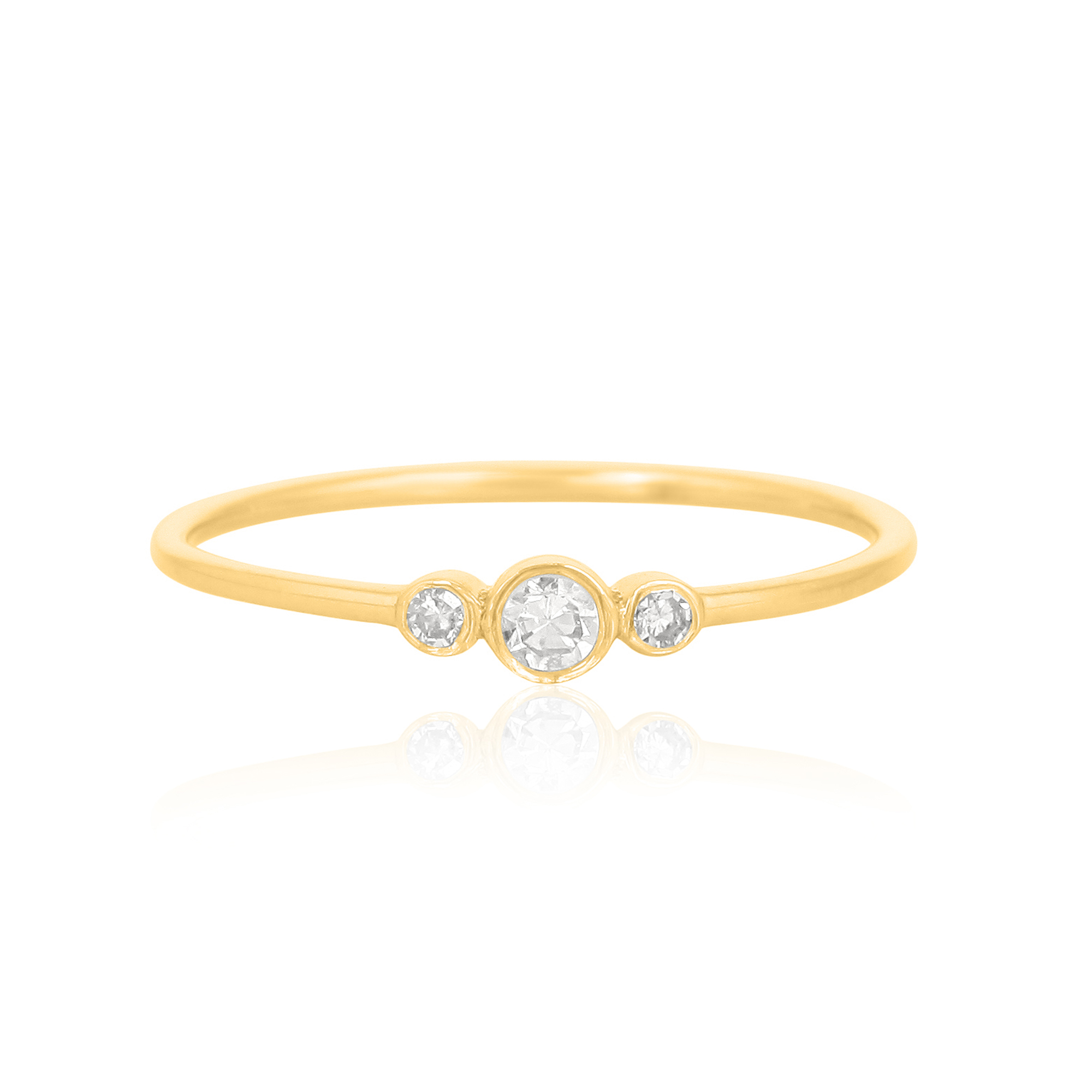 Yellow Gold Three Diamond Band Ring