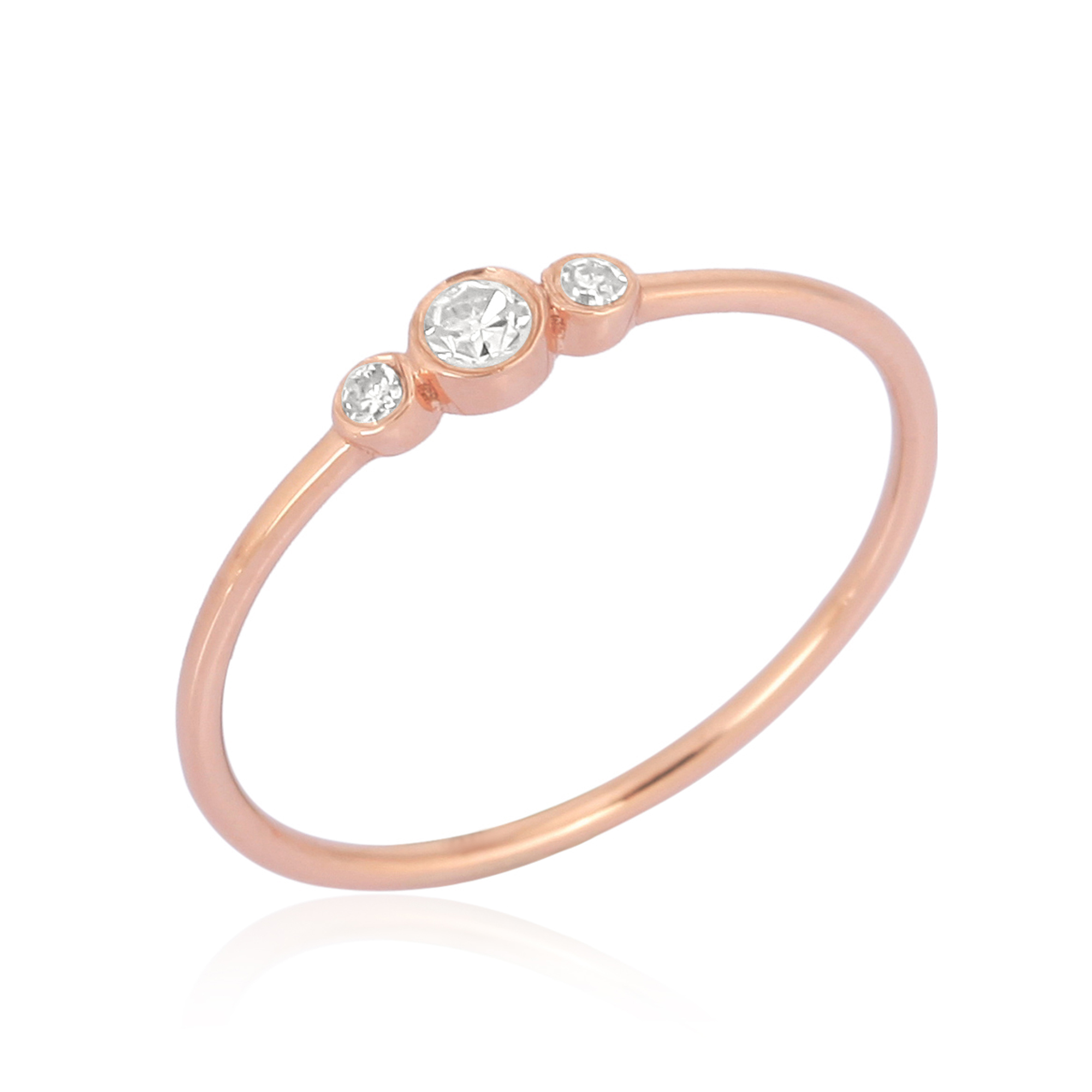 Rose Gold Three Diamond Band Ring