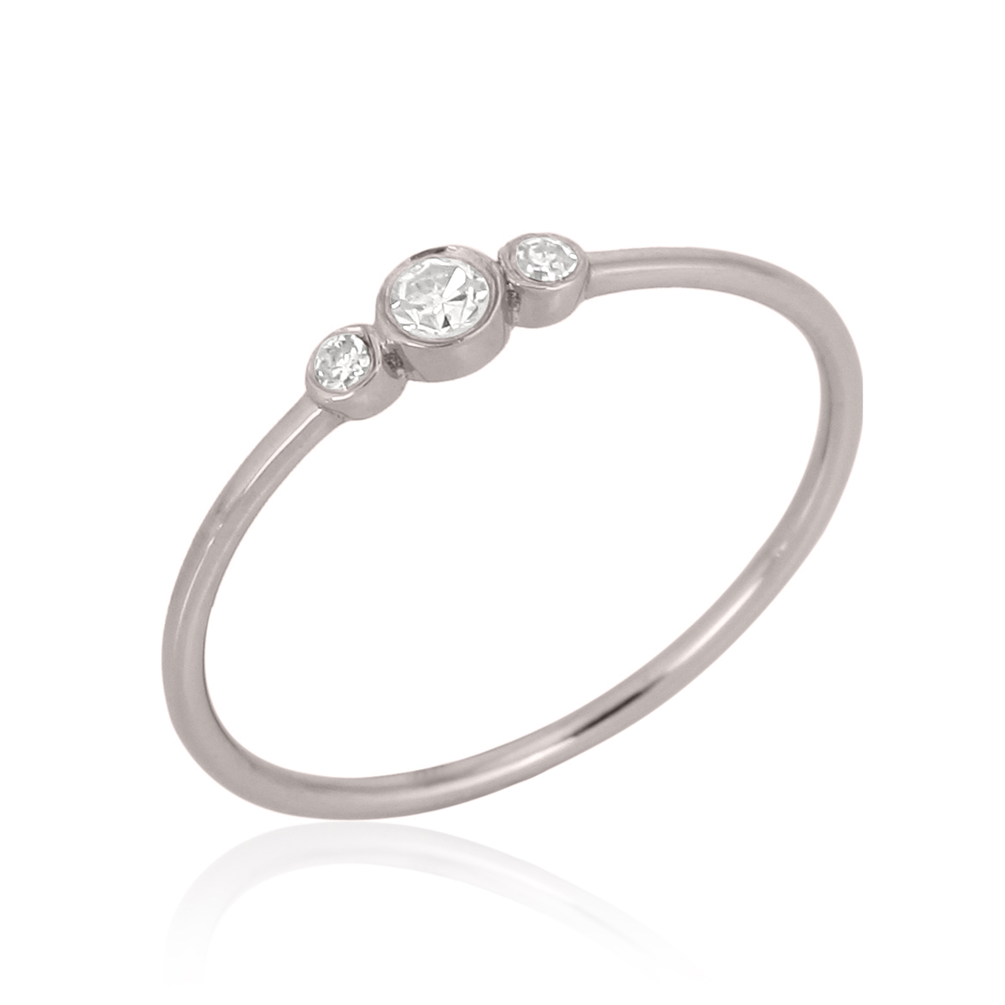Sterling Silver Three Diamond Band Ring