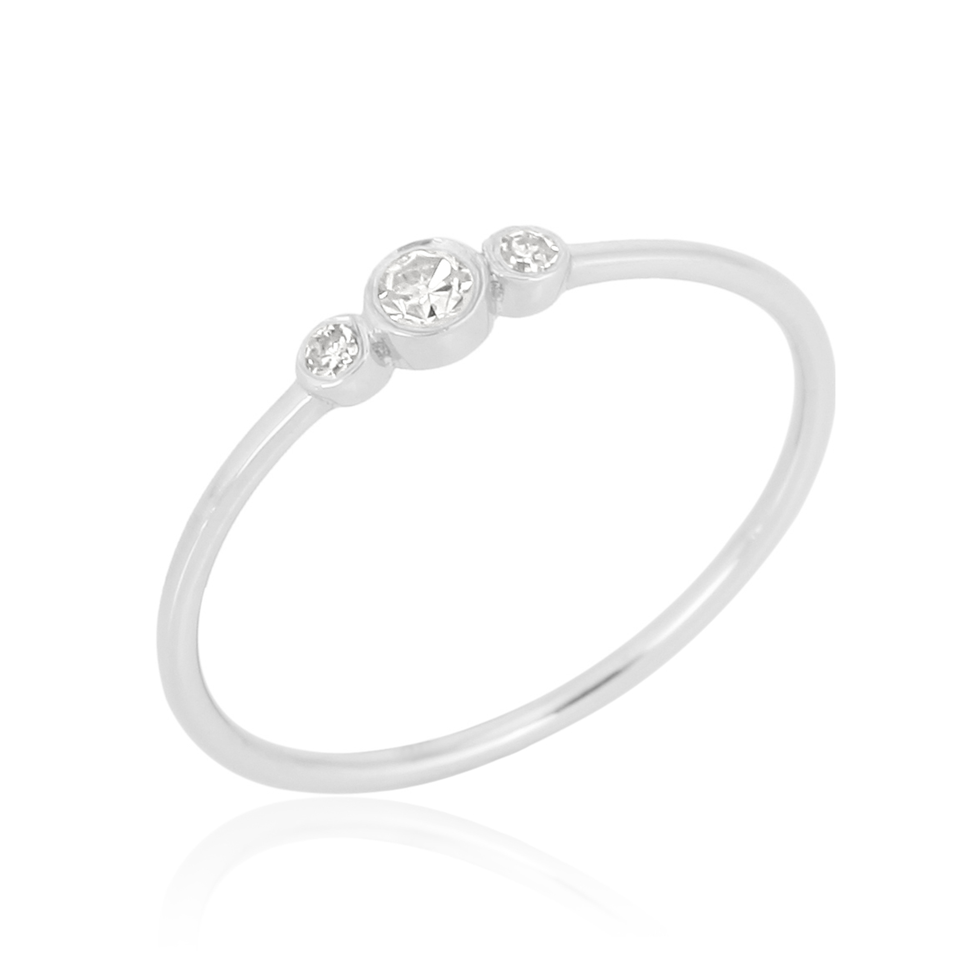 White Gold Three Diamond Band Ring