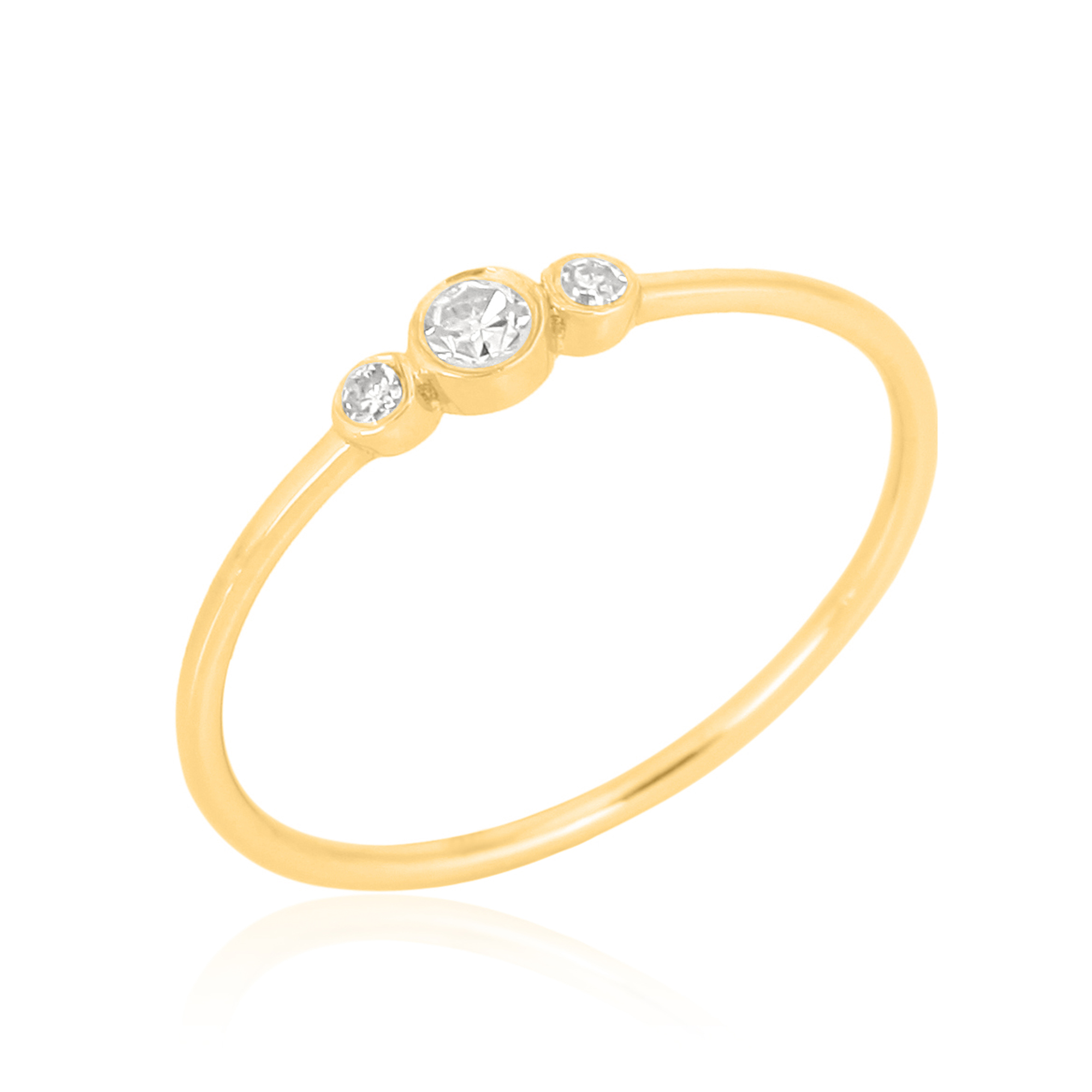 Yellow Gold Three Diamond Band Ring
