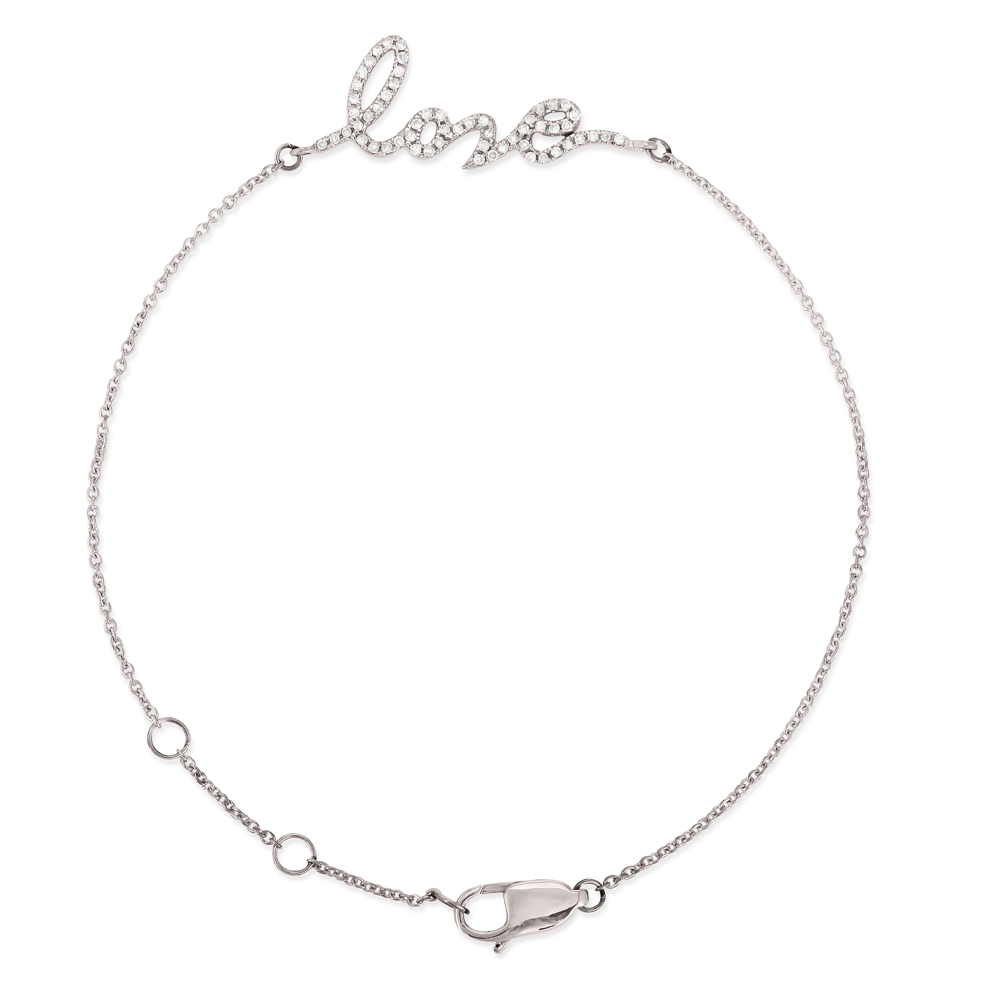 Sterling Silver Love Diamond  Bracelet