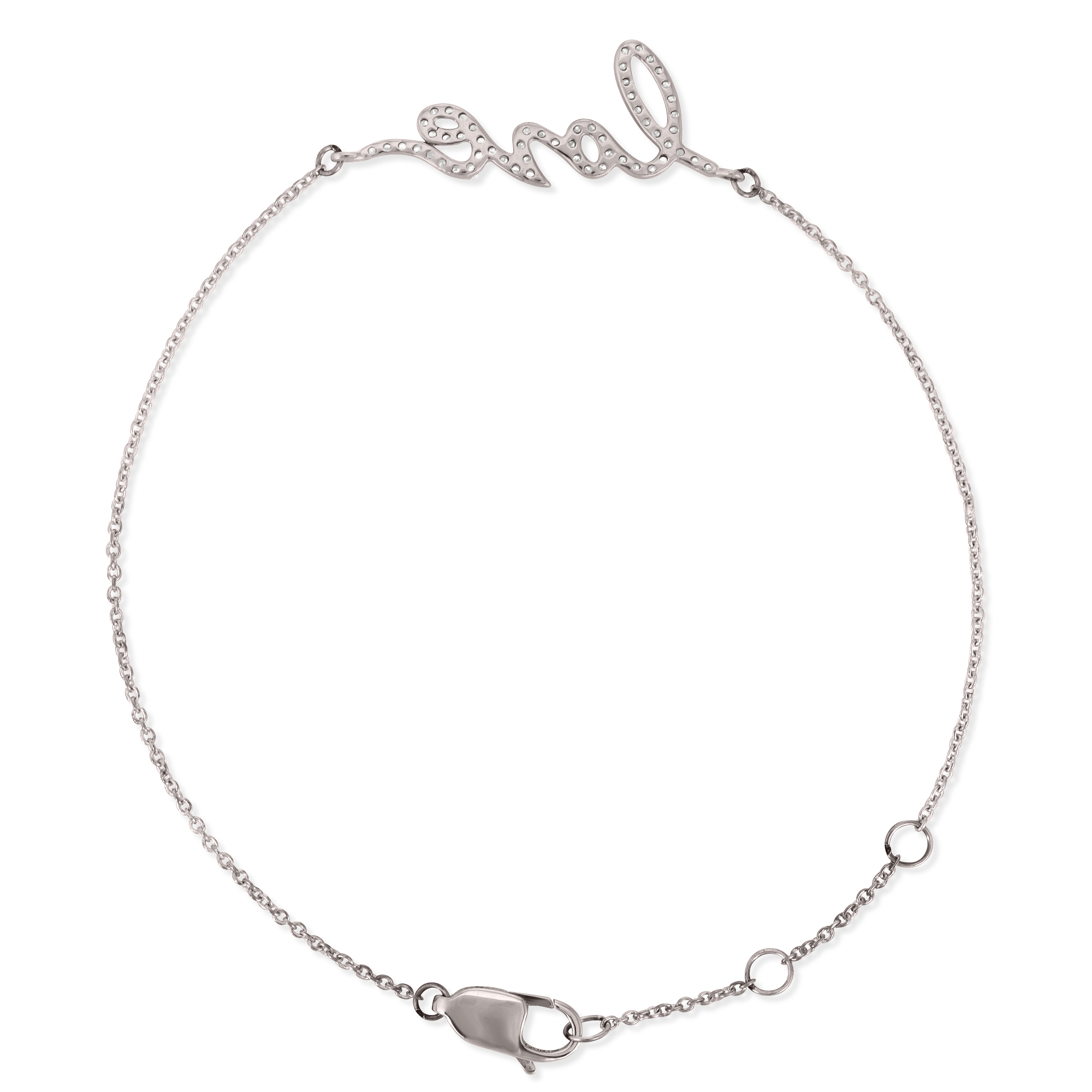 Sterling Silver Love Diamond  Bracelet