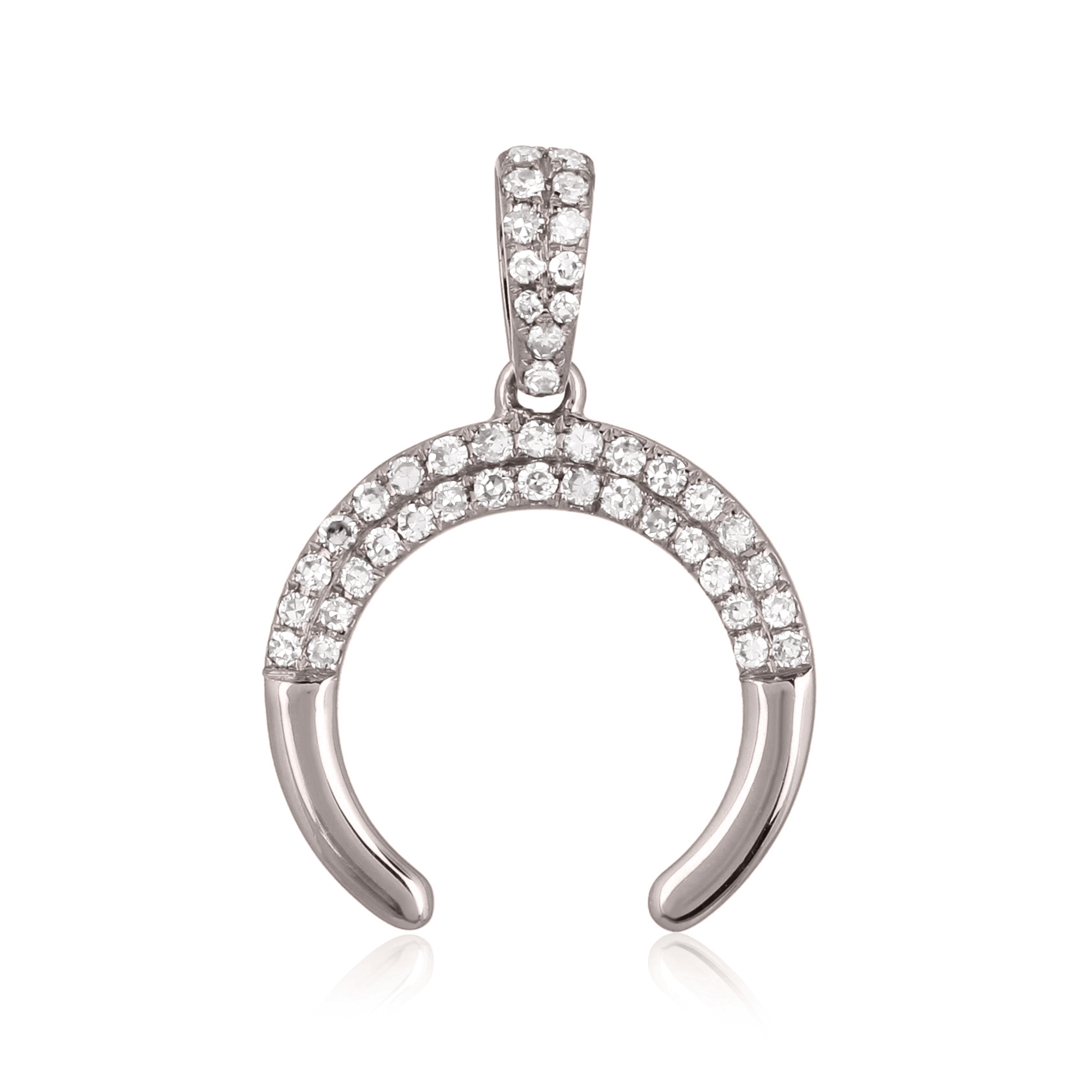 Sterling Silver Half Moon Diamond Pendant