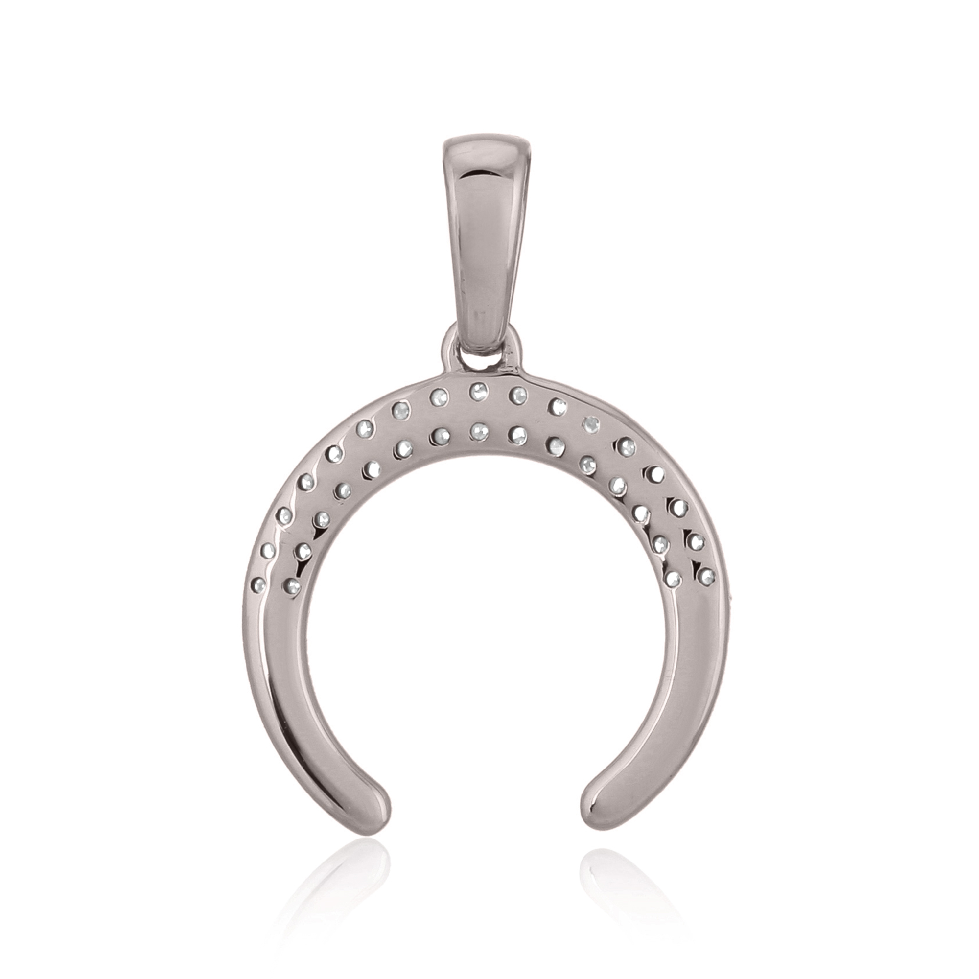 Sterling Silver Half Moon Diamond Pendant