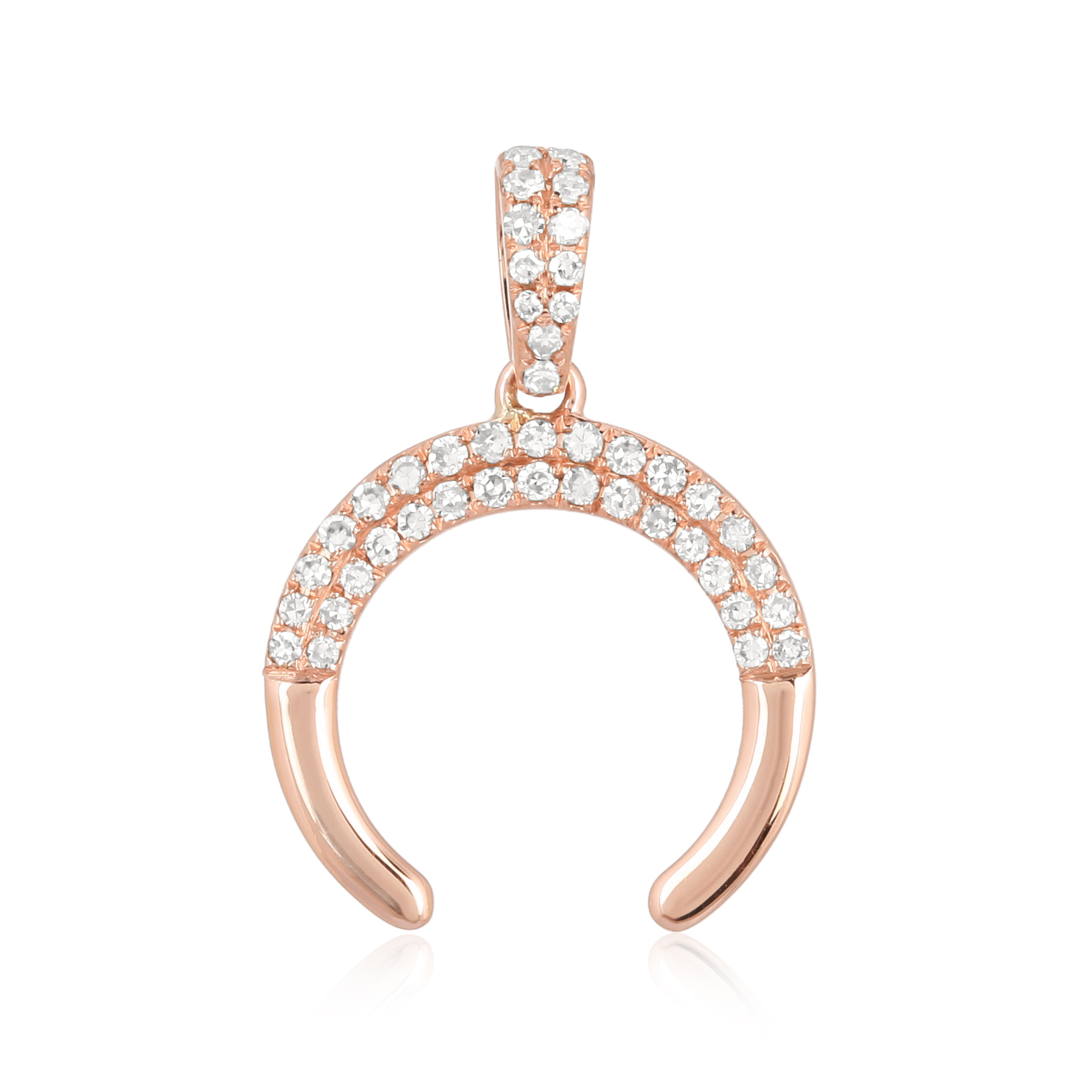 Sterling Silver Half Moon Diamond Pendant