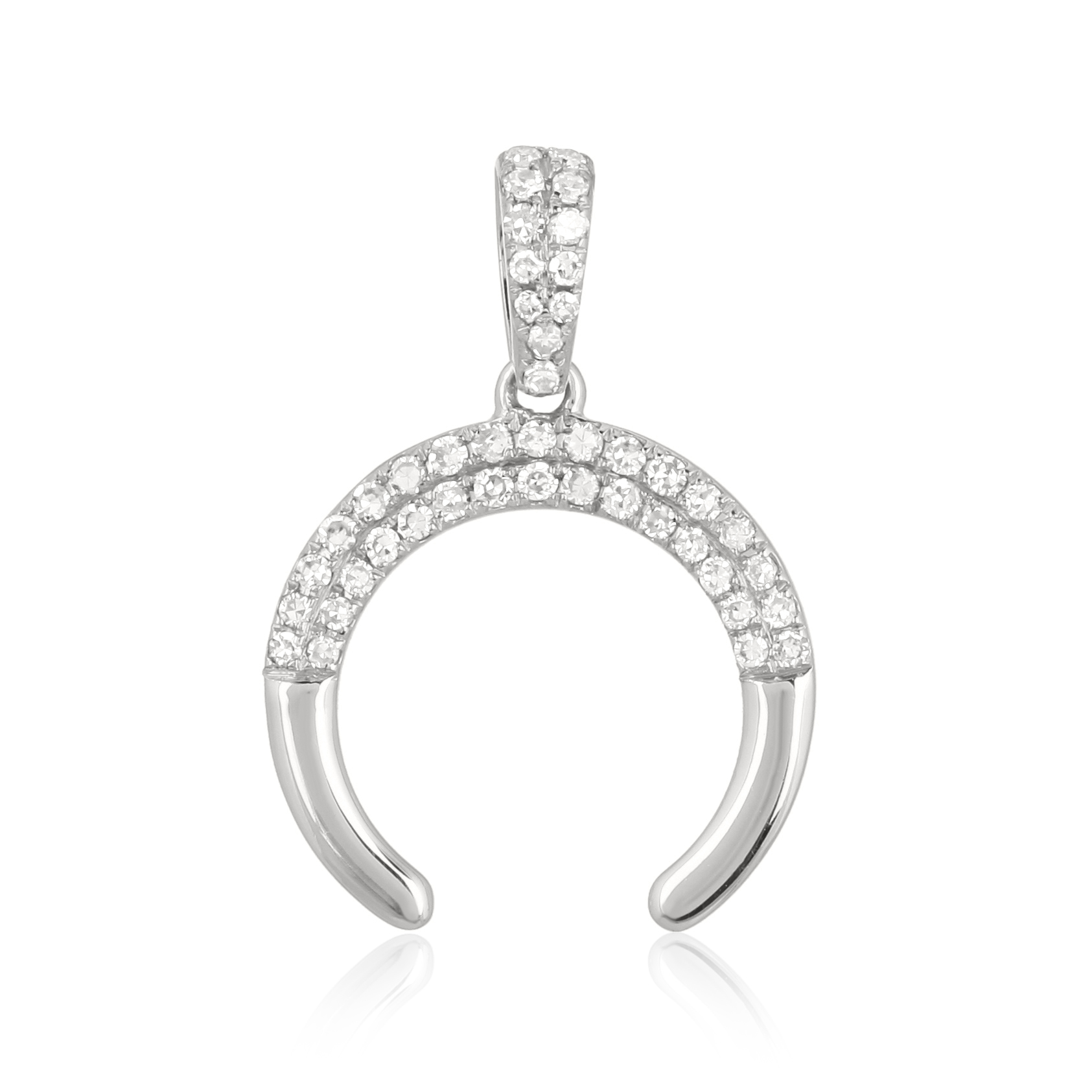 Sterling Silver Half Moon Diamond Pendant