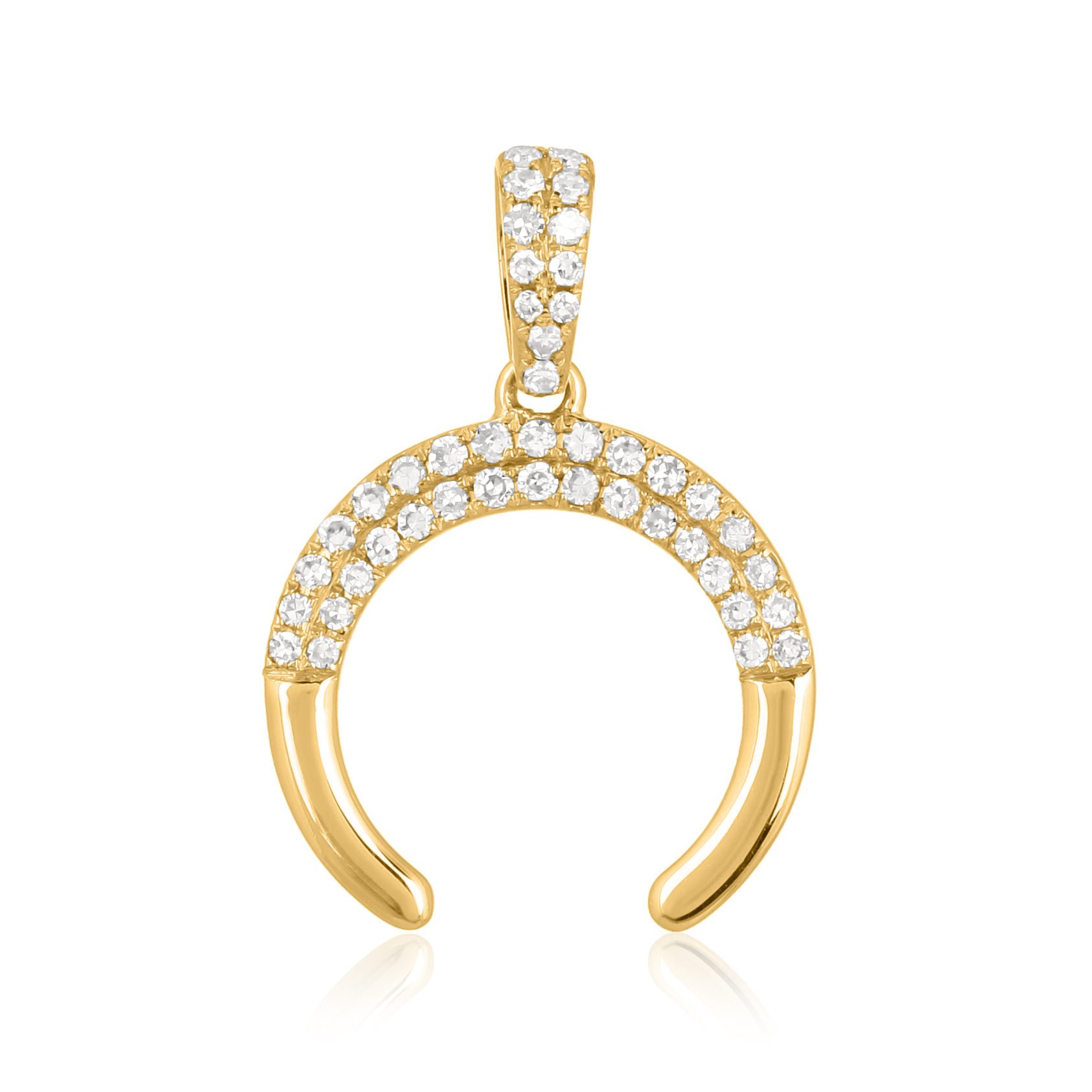 Yellow Gold Half Moon Diamond Pendant