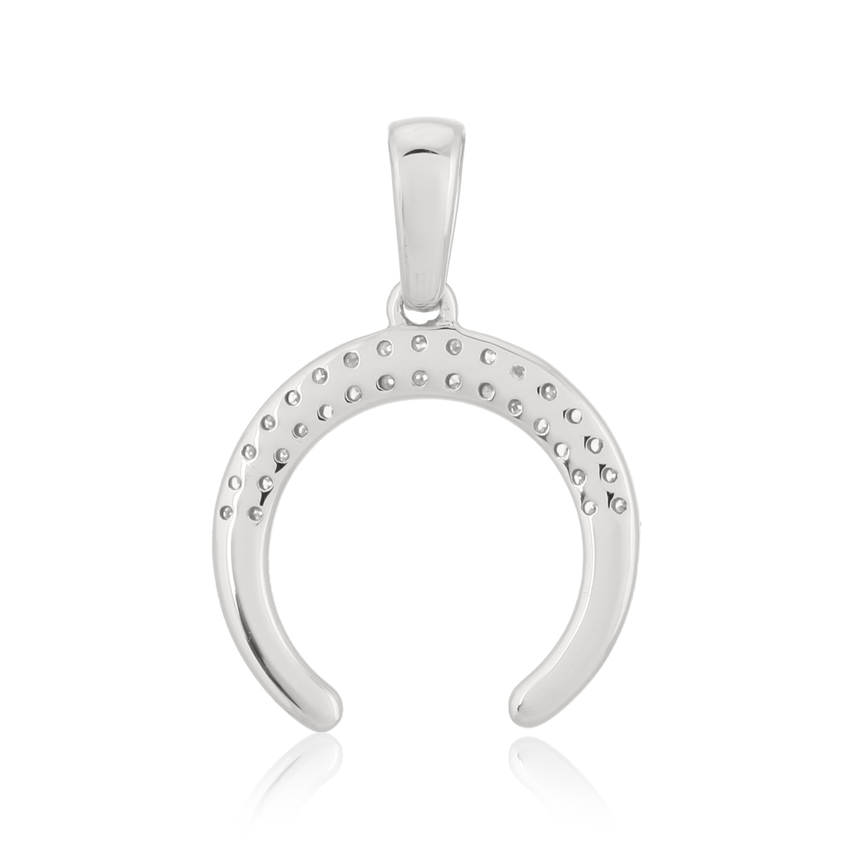 Sterling Silver Half Moon Diamond Pendant