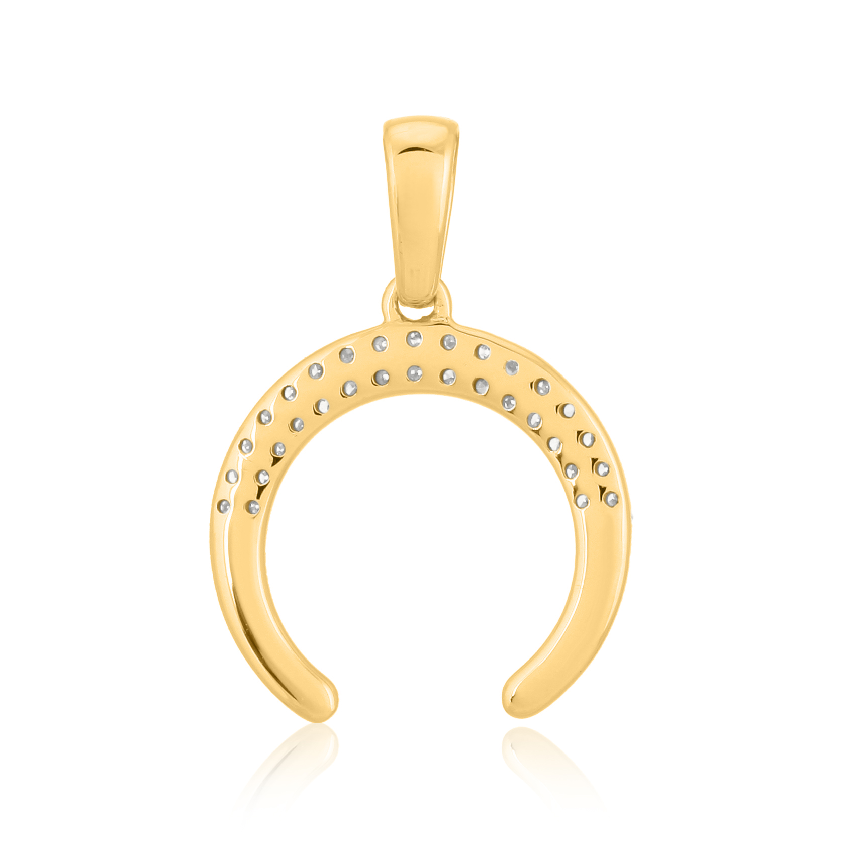 Yellow Gold Half Moon Diamond Pendant