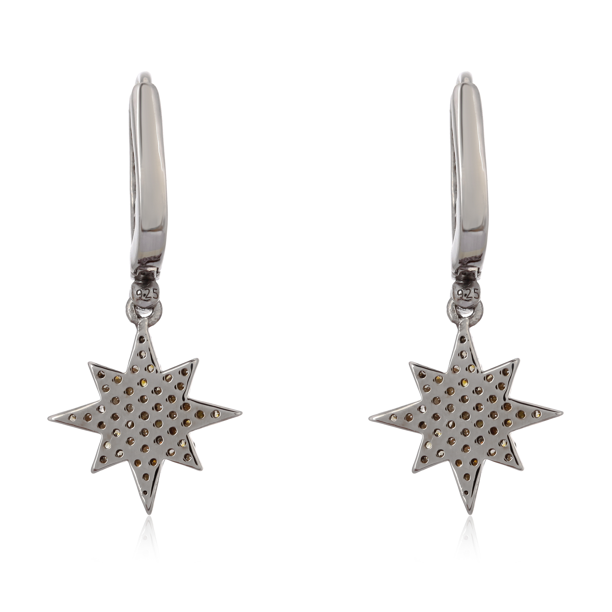 Sterling Silver Diamond Tri Star Climber Earrings