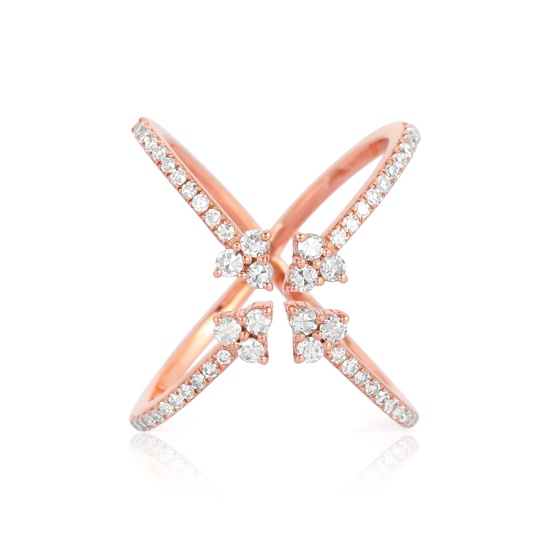 Sterling Silver Diamond Studded Minimalistic Ring