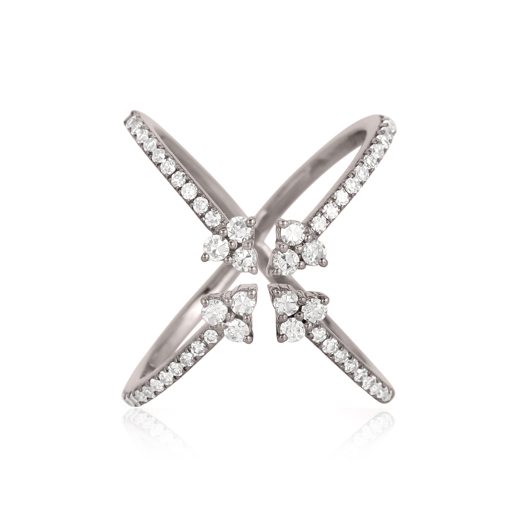 Sterling Silver Diamond Studded Minimalistic Ring