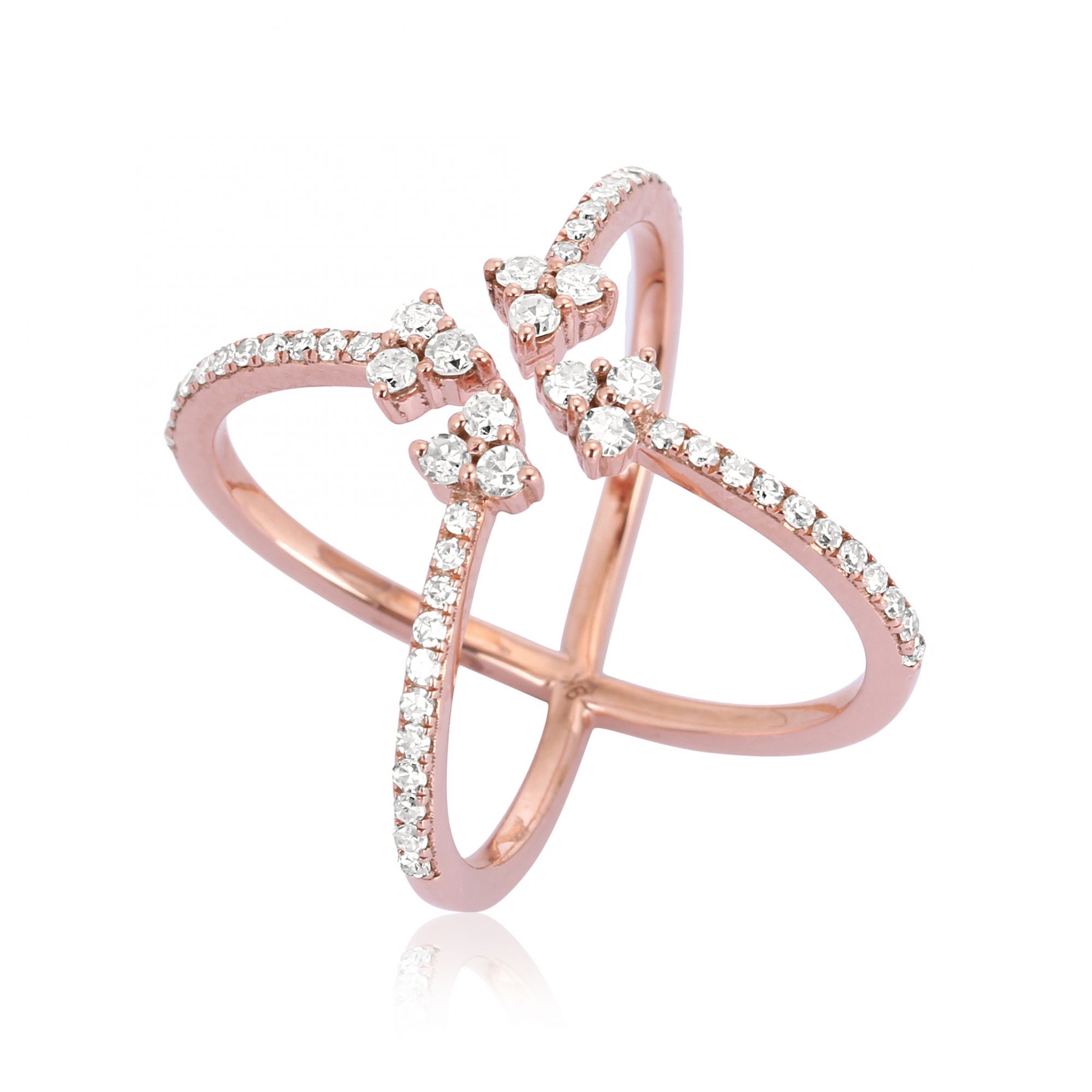 Sterling Silver Diamond Studded Minimalistic Ring