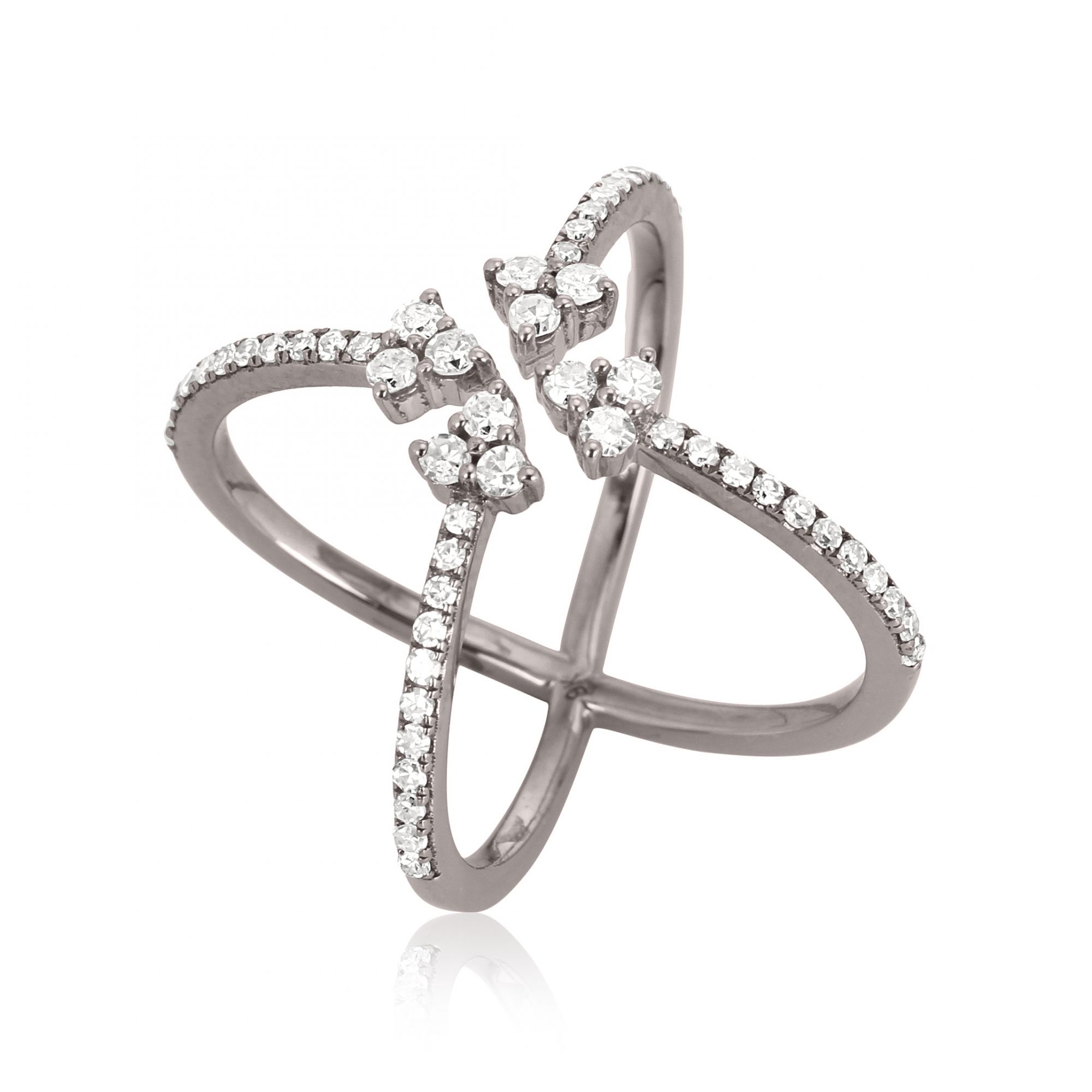 Sterling Silver Diamond Studded Minimalistic Ring
