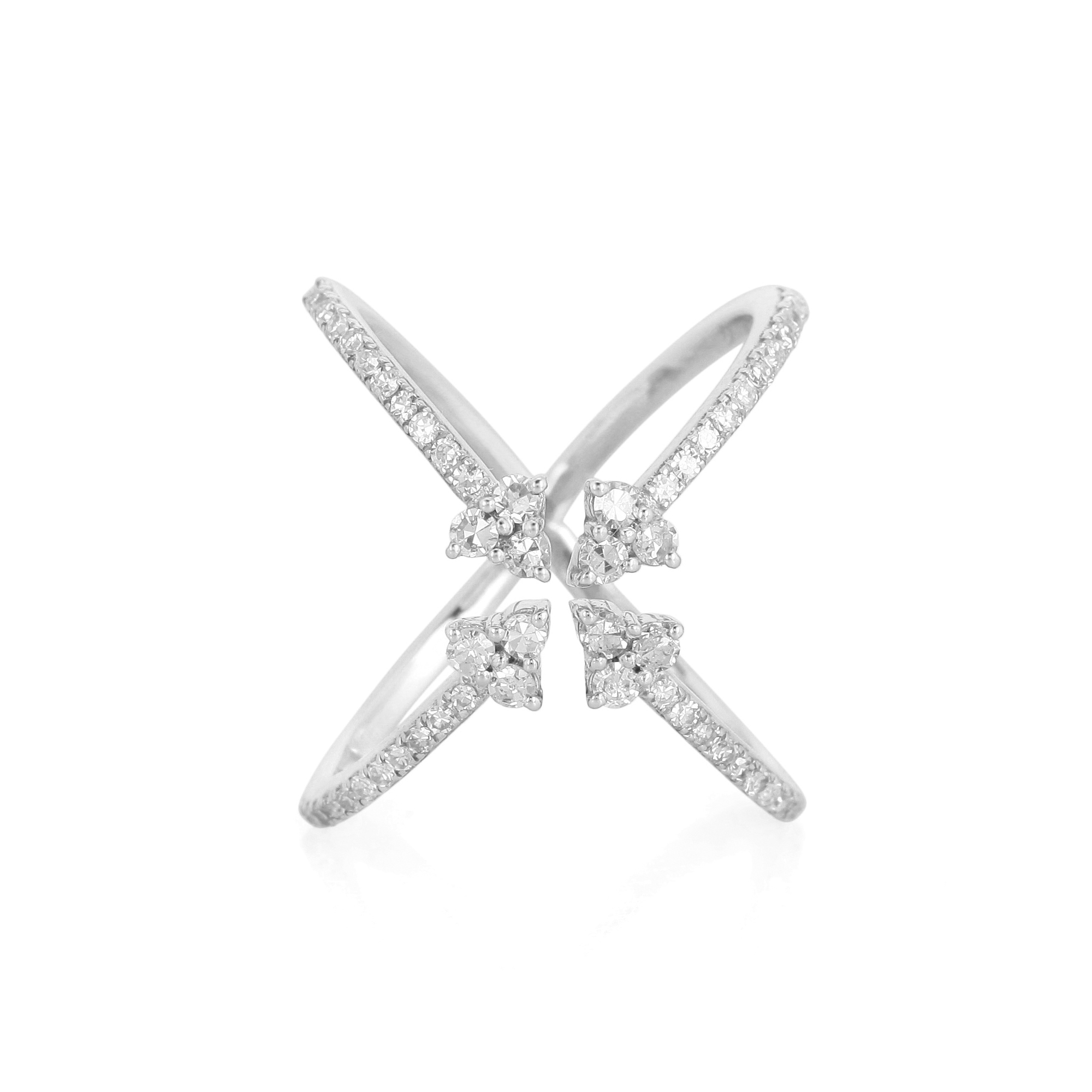 Sterling Silver Diamond Studded Minimalistic Ring