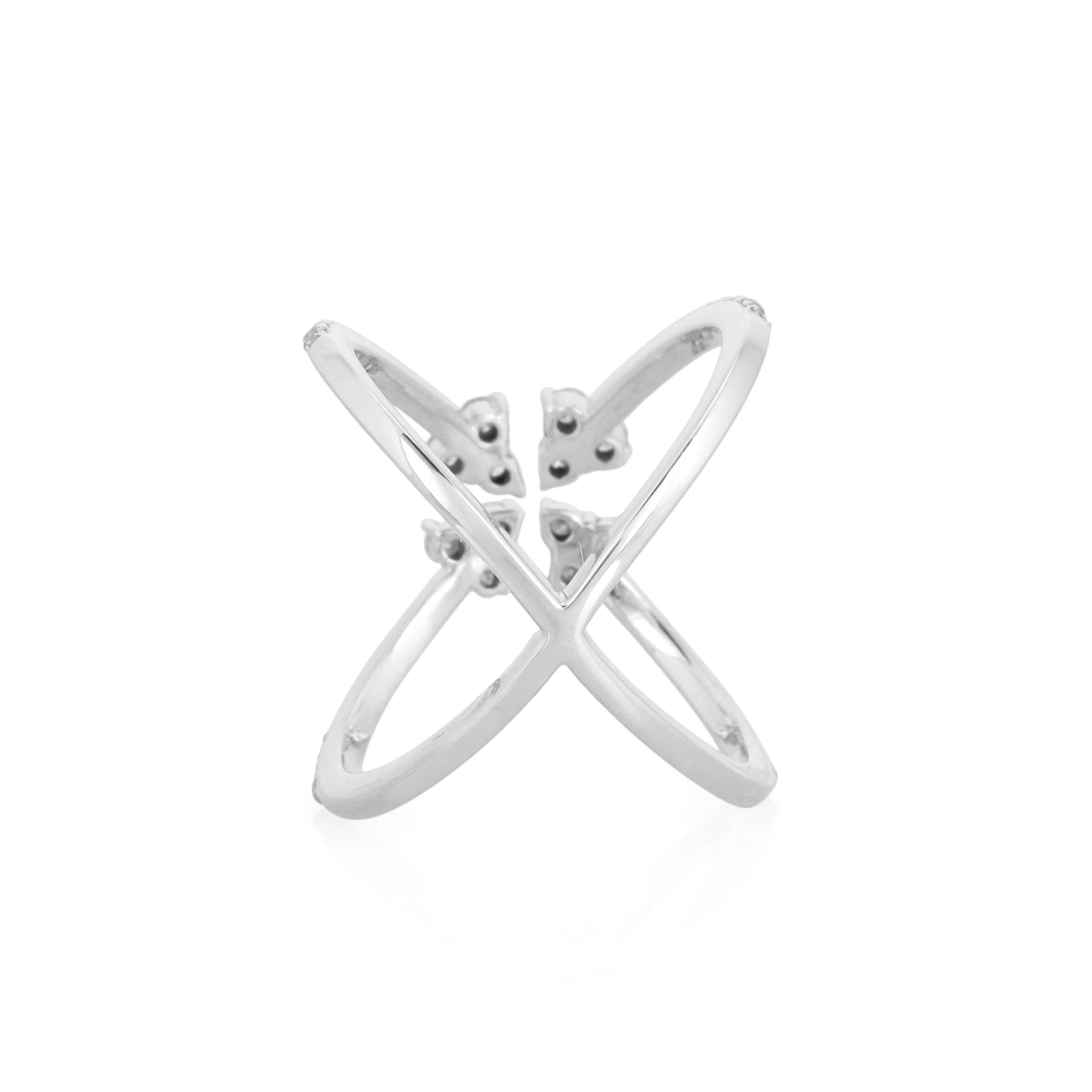 Sterling Silver Diamond Studded Minimalistic Ring
