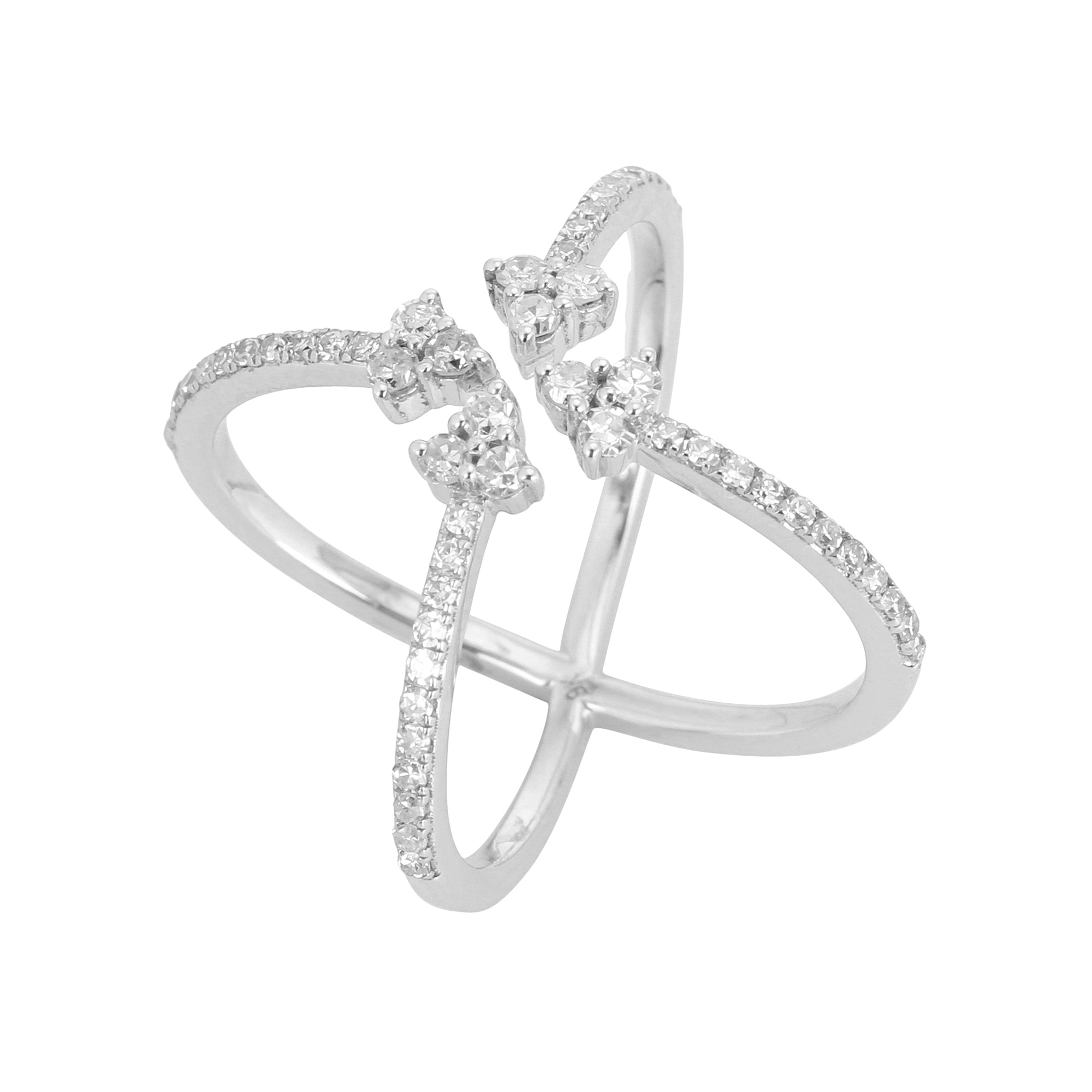 Sterling Silver Diamond Studded Minimalistic Ring