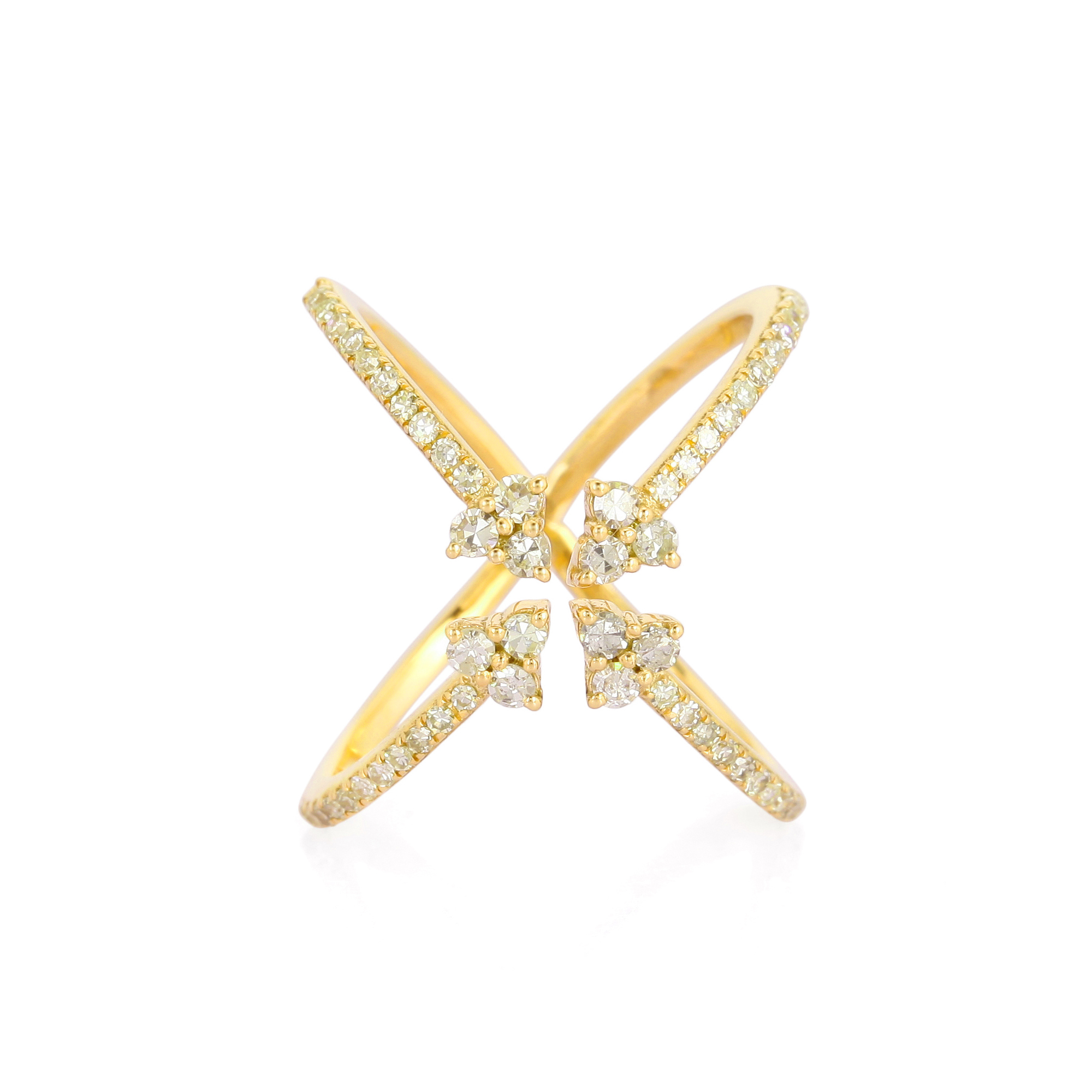 Yellow Gold Diamond Studded Minimilistic Ring