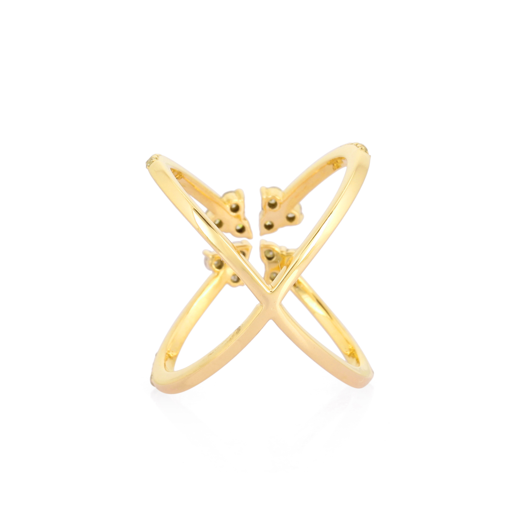 Yellow Gold Diamond Studded Minimilistic Ring