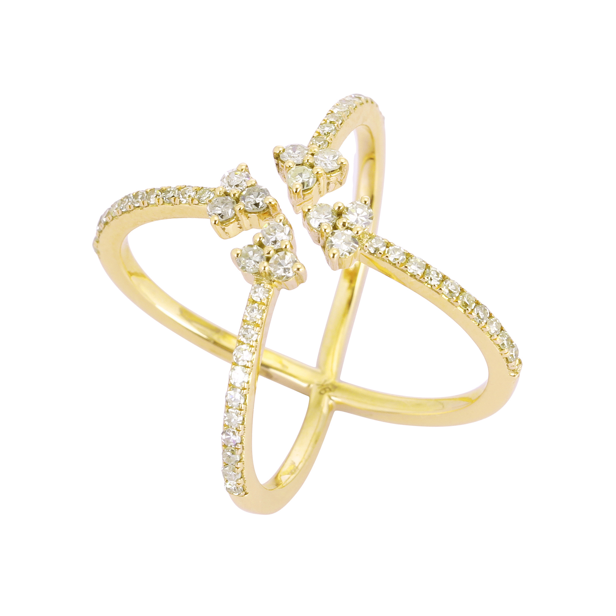 Yellow Gold Diamond Studded Minimilistic Ring