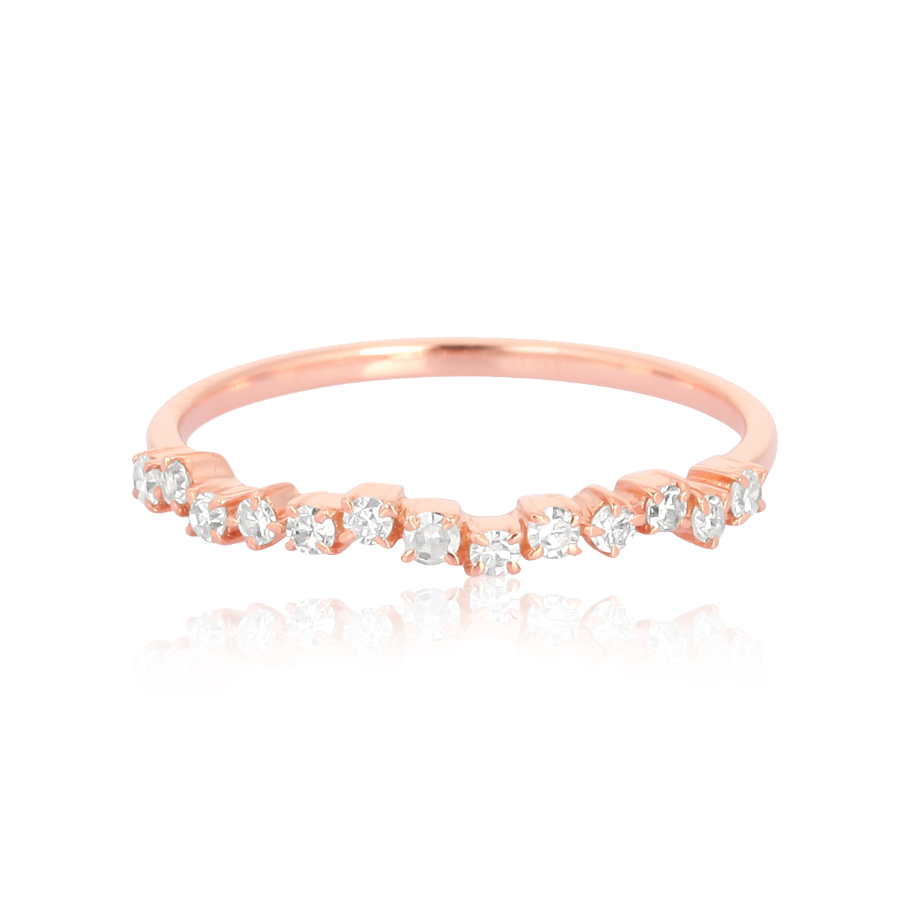 Rose Gold Single Band Ring Studded With Diamonds
