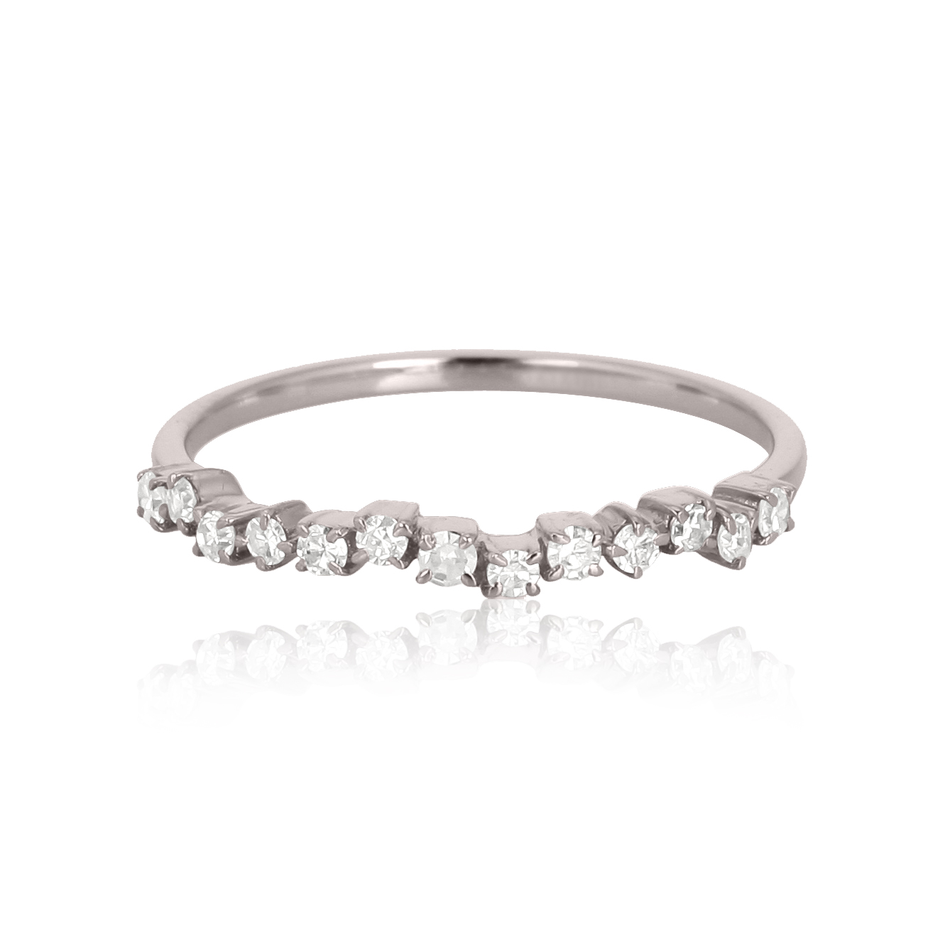 Sterling Silver Single Band Ring Studded With Diamonds