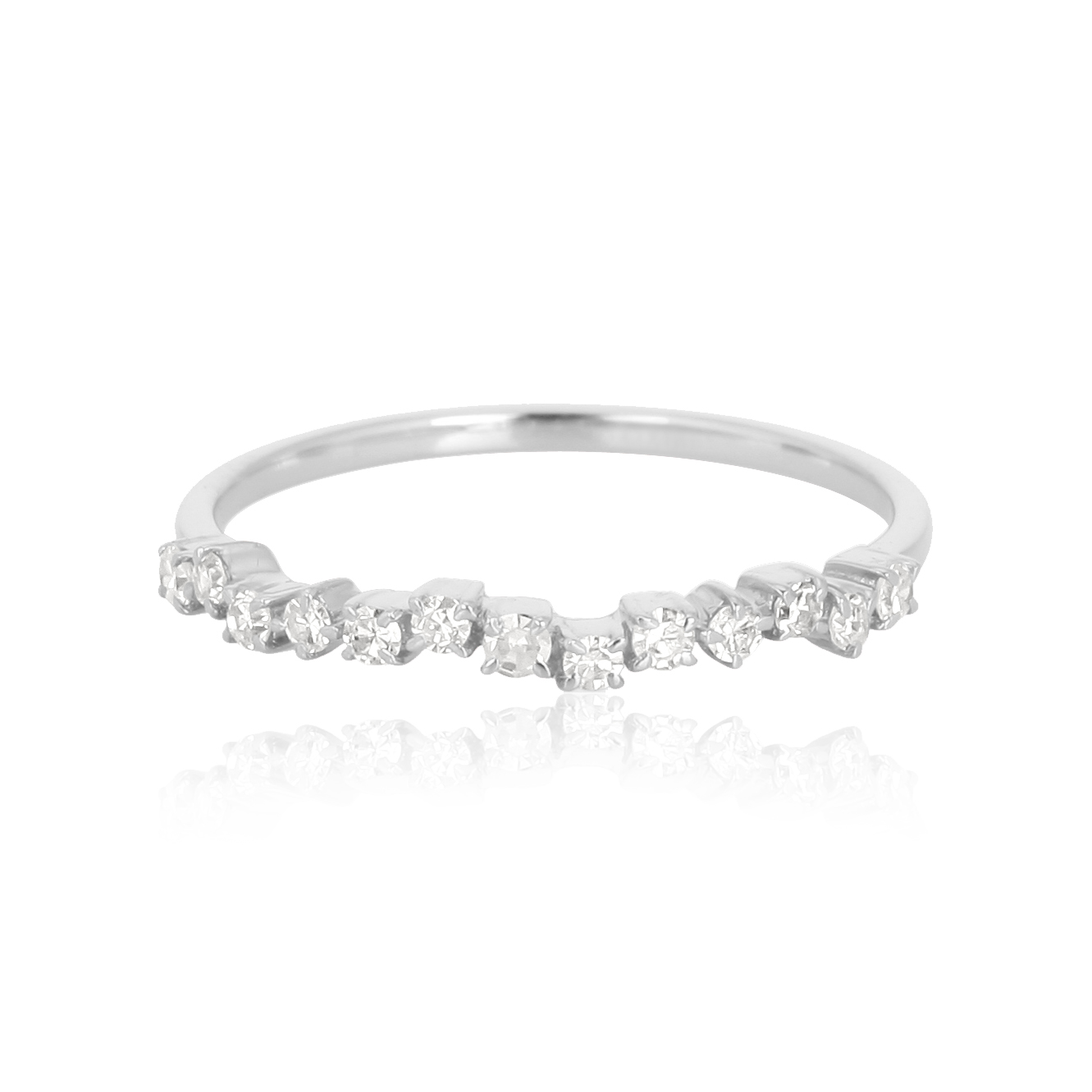 Sterling Silver Single Band Ring Studded With Diamonds