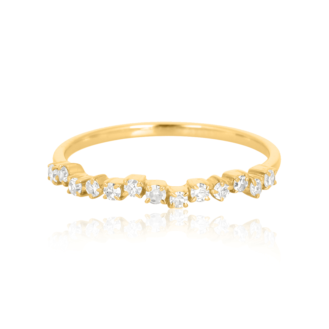 Yellow Gold Single Band Ring Studded With Diamonds