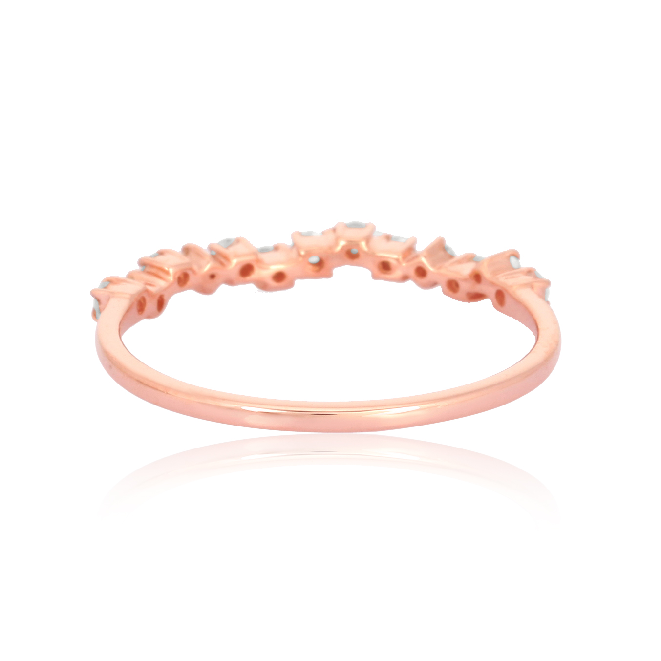 Rose Gold Single Band Ring Studded With Diamonds