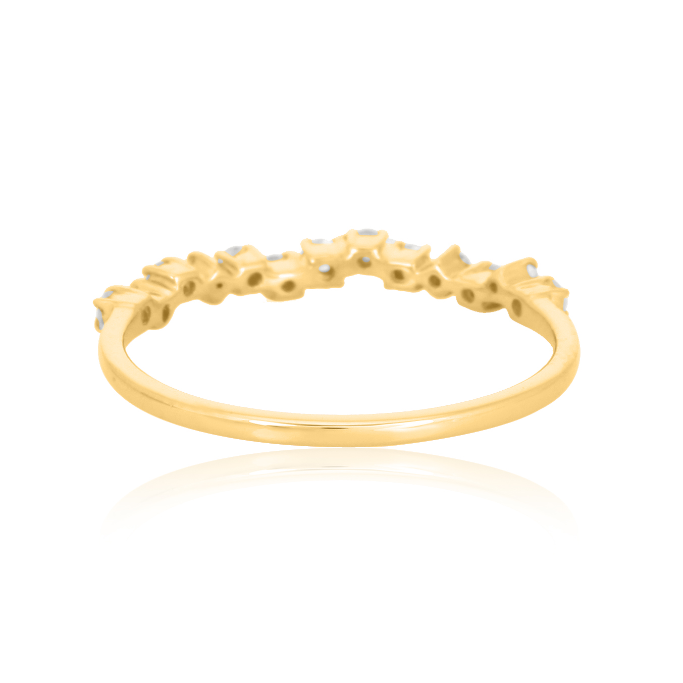 Yellow Gold Single Band Ring Studded With Diamonds