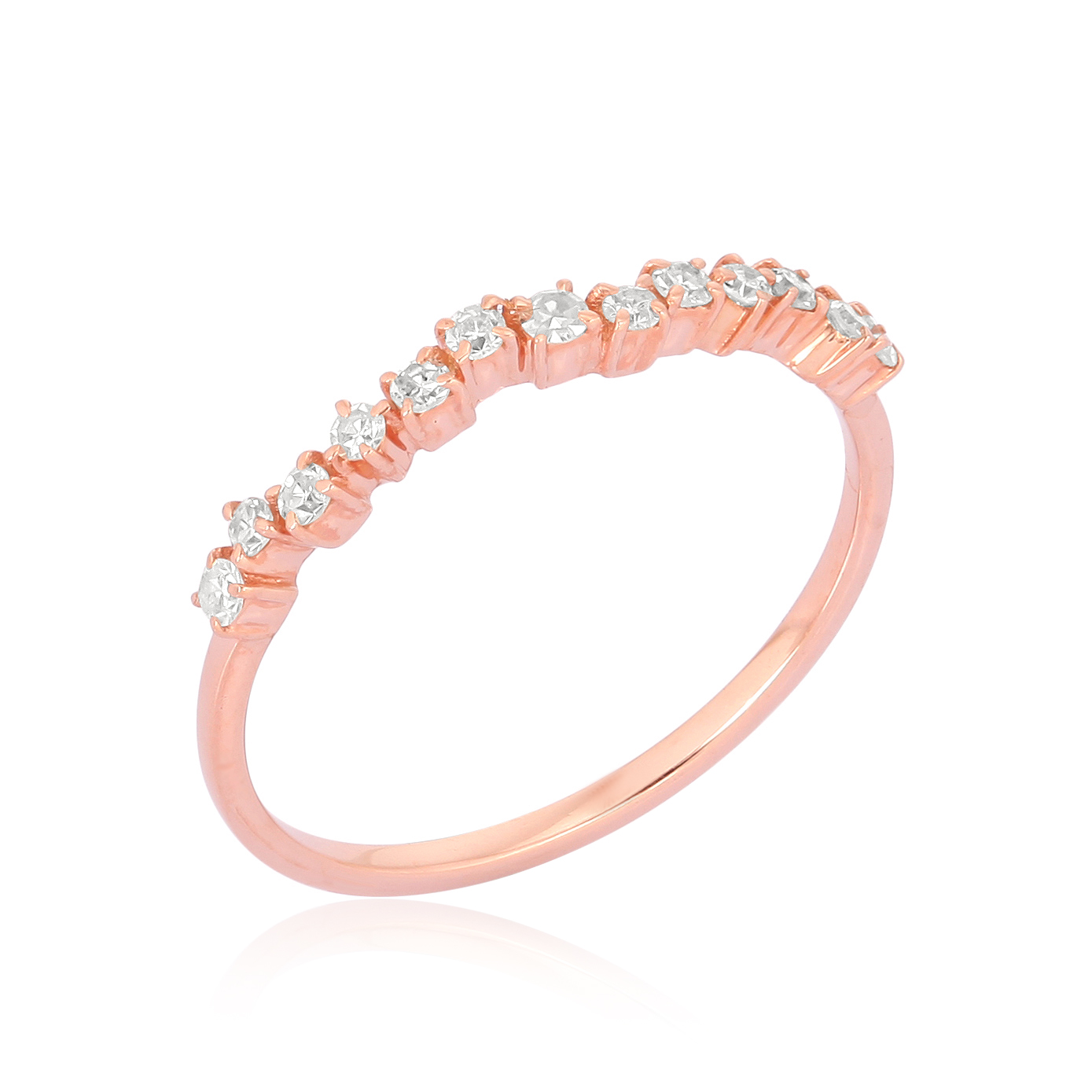 Rose Gold Single Band Ring Studded With Diamonds