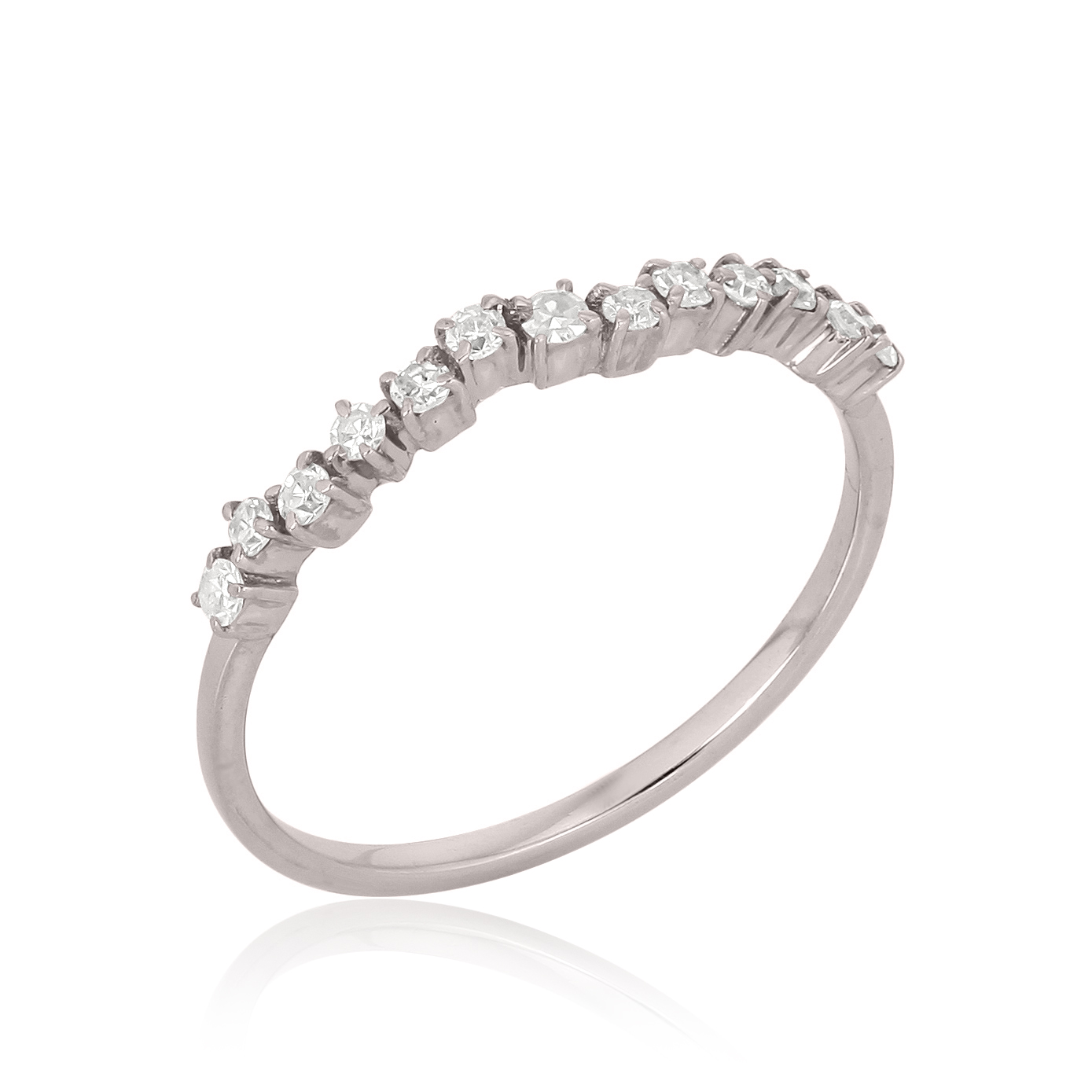 Sterling Silver Single Band Ring Studded With Diamonds