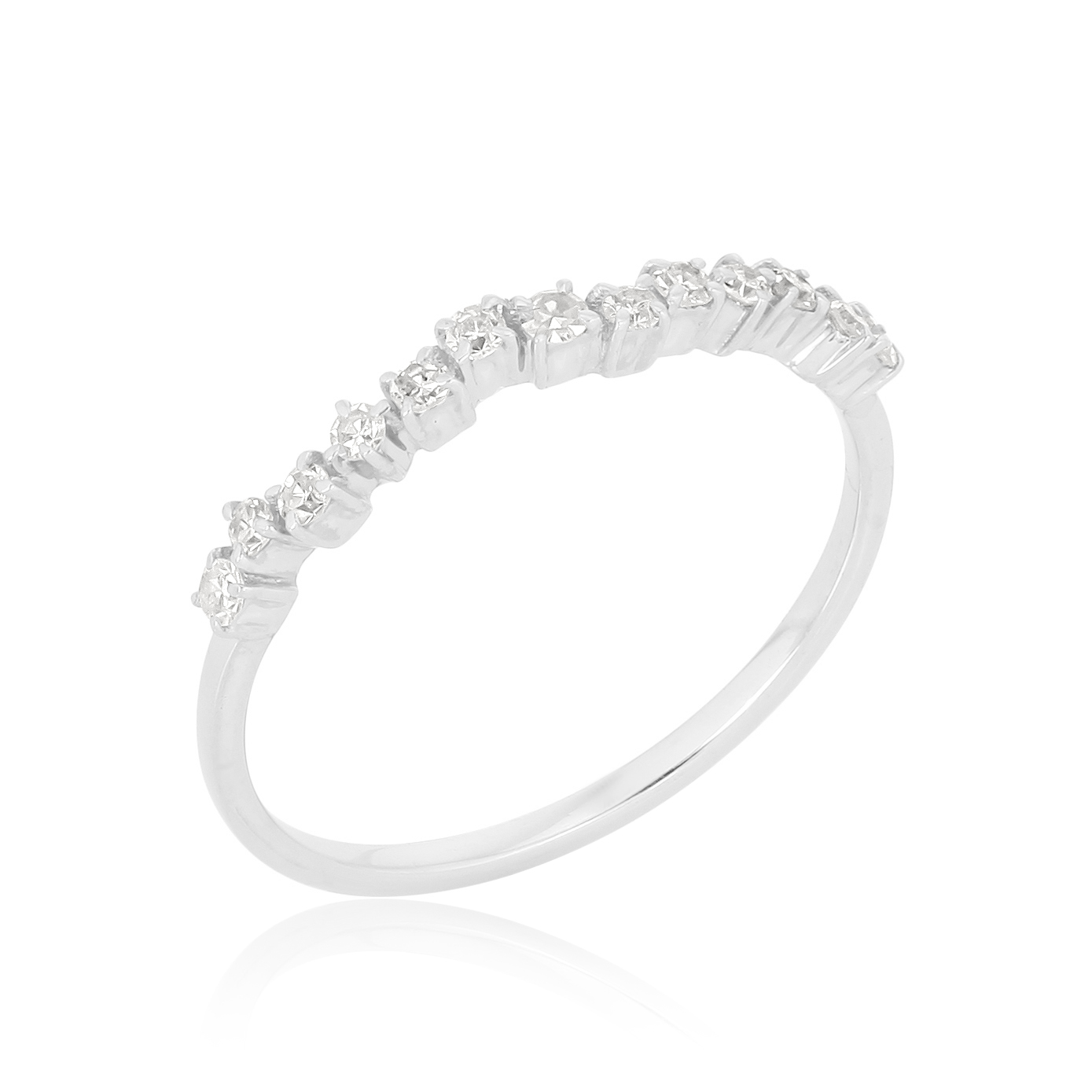 Sterling Silver Single Band Ring Studded With Diamonds