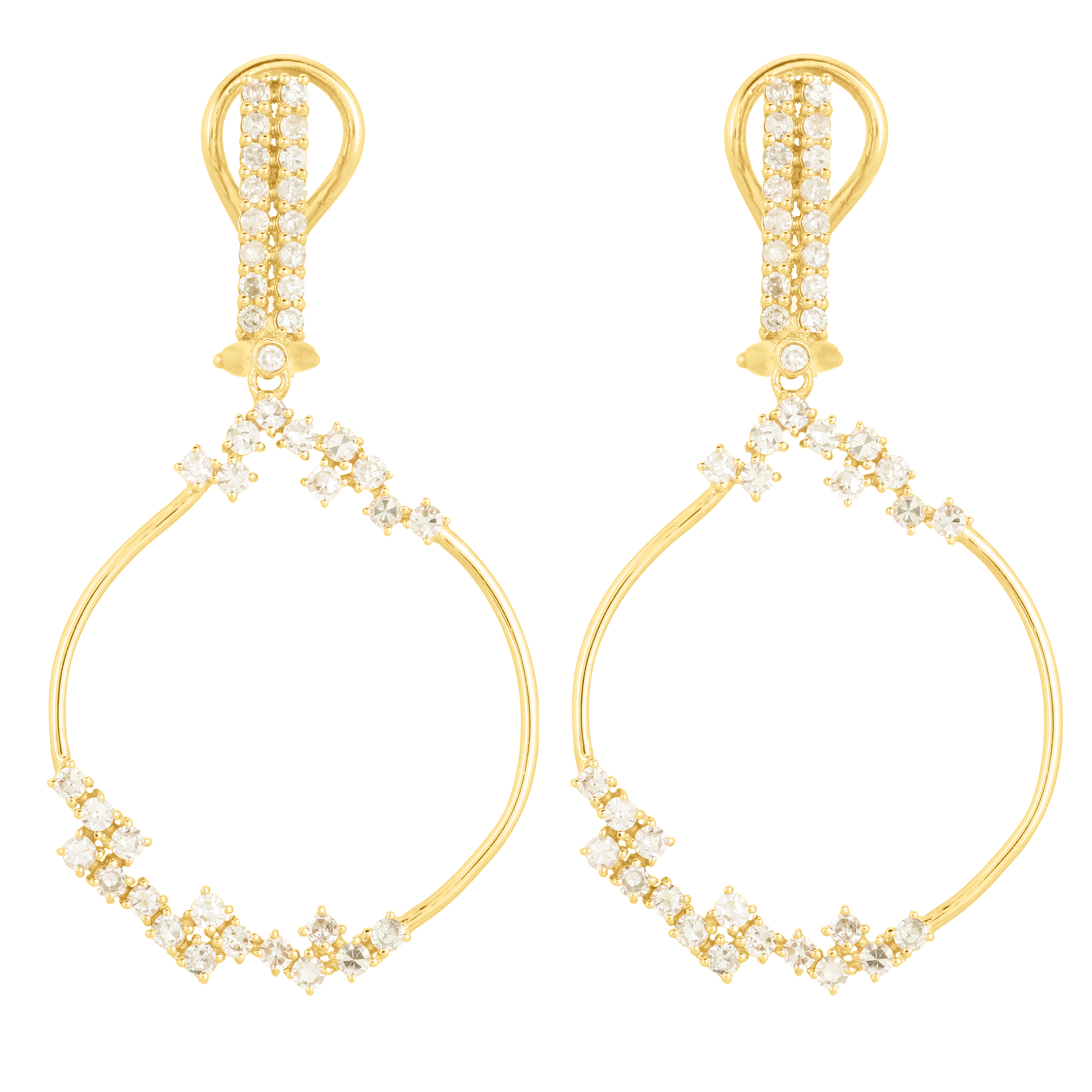 Yellow Gold Sprinkling Diamond Dangle Earrings