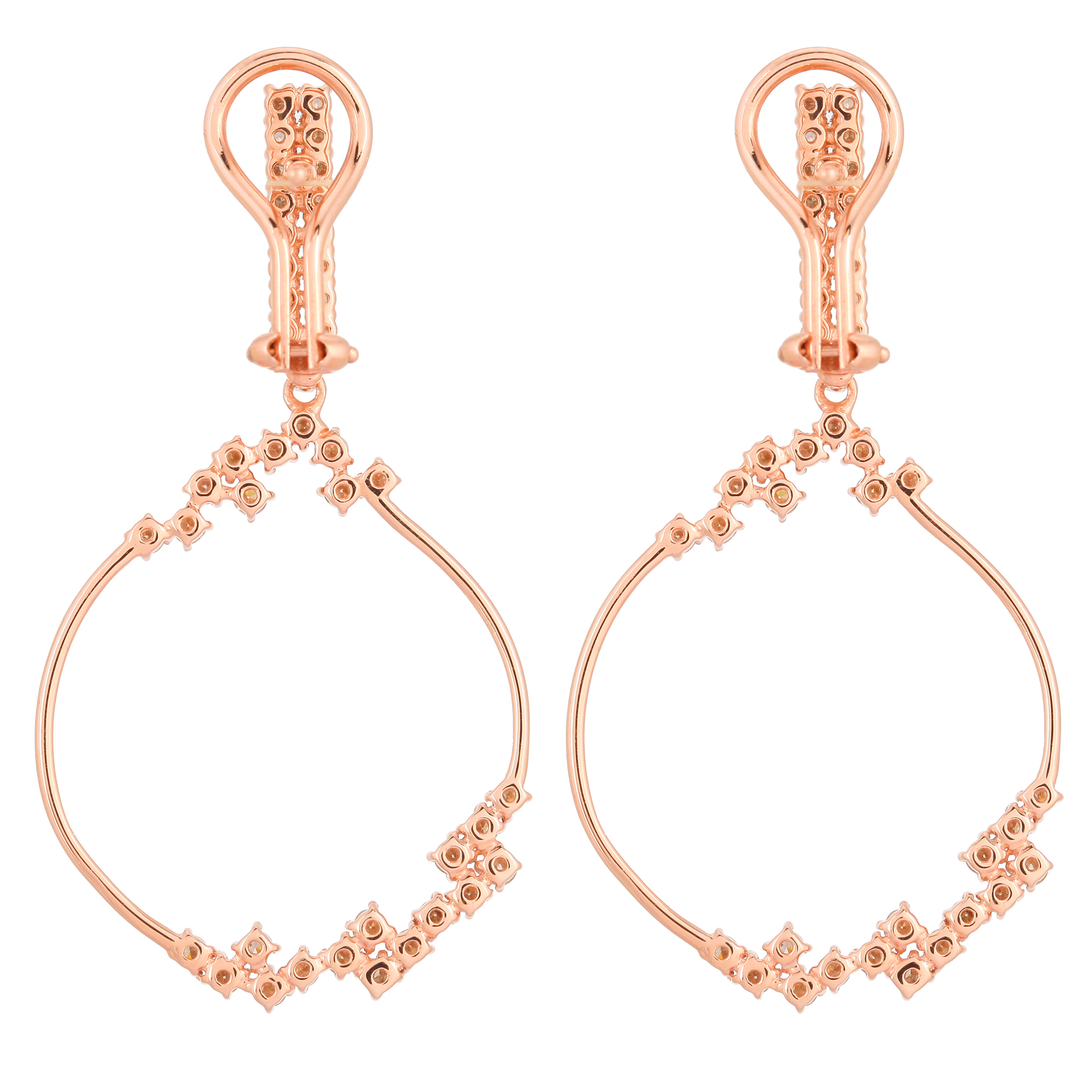 Rose Gold Sprinkling Diamond Dangle Earrings