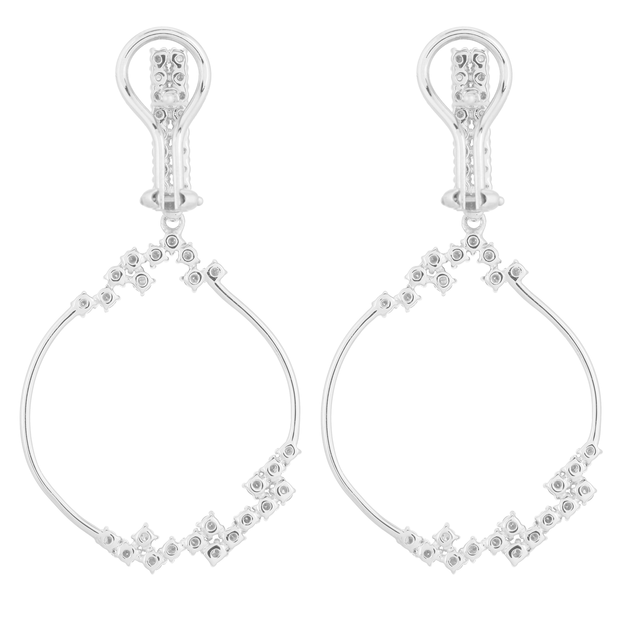 White Gold Sprinkling Diamond Dangle Earrings