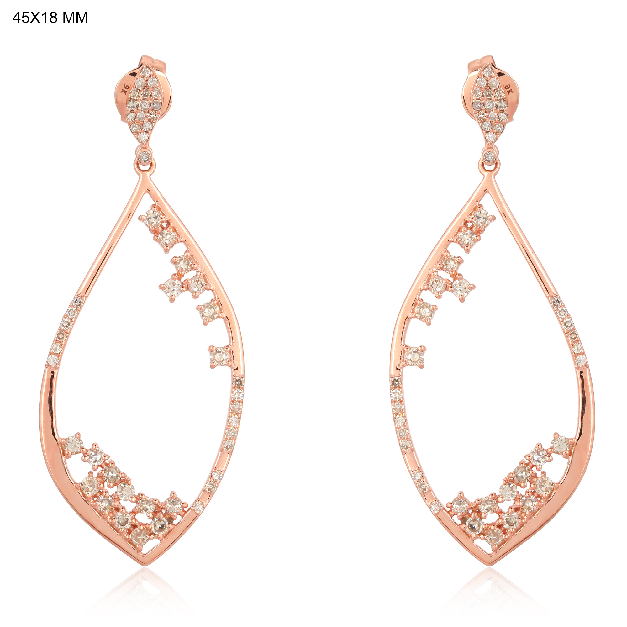Rose Gold Sprinkling Diamond Dangle Earrings