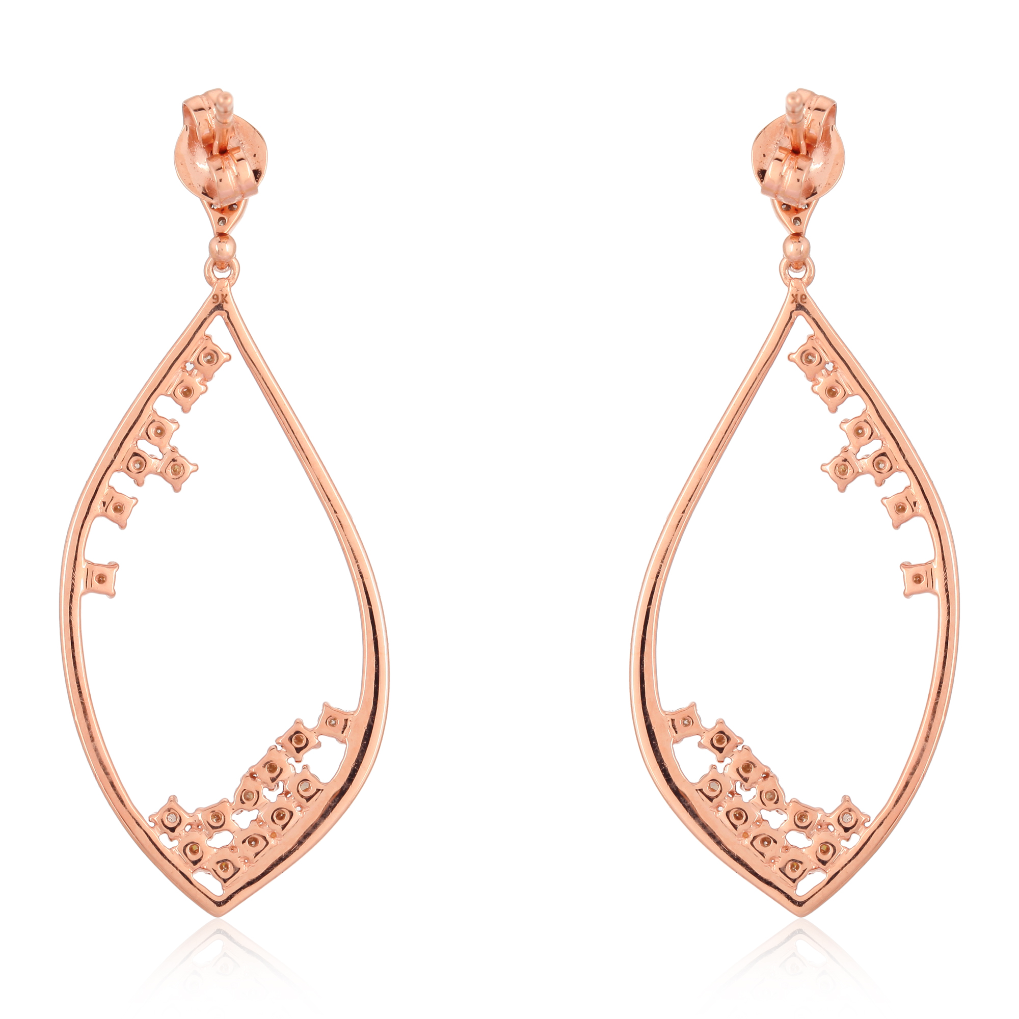 Rose Gold Sprinkling Diamond Dangle Earrings