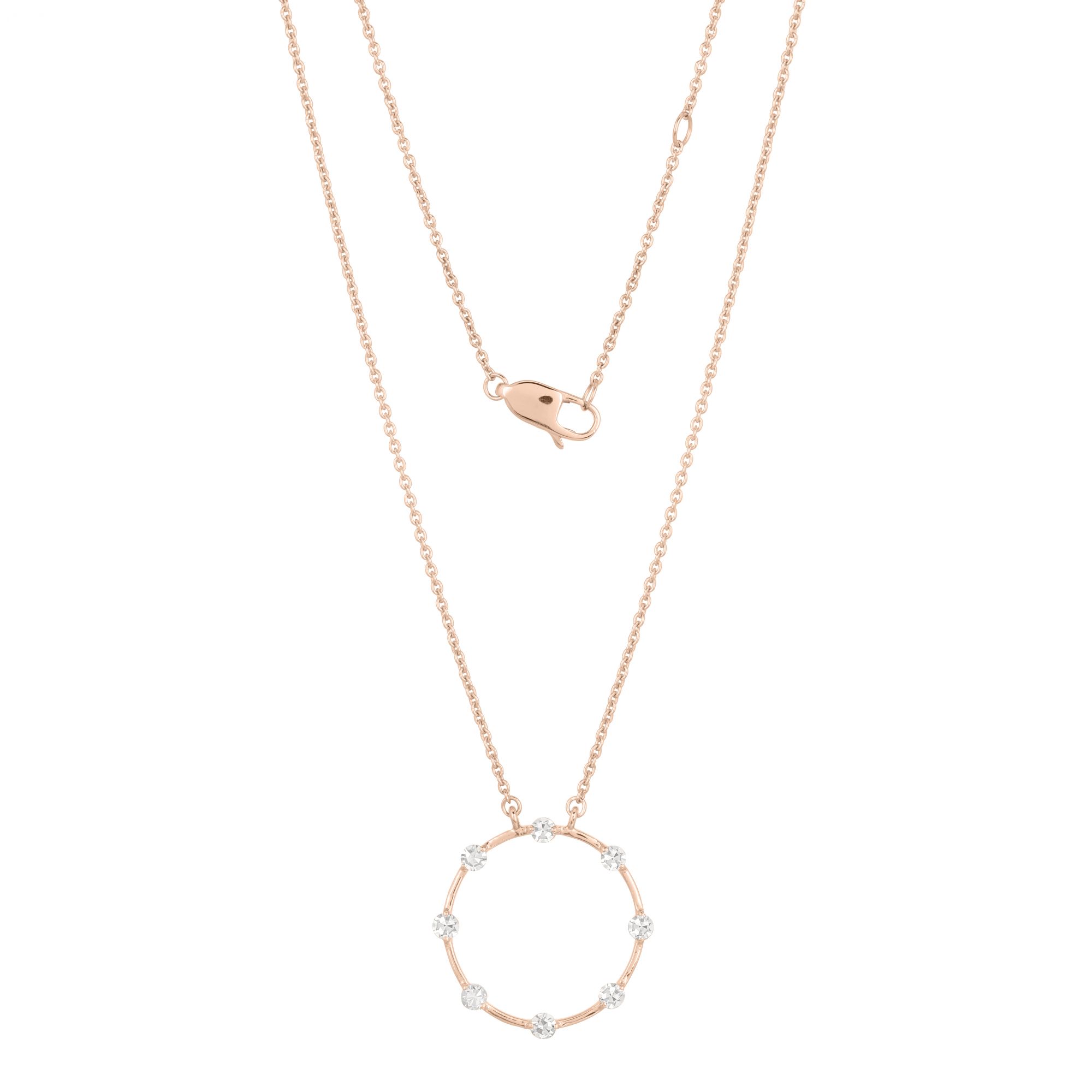 Rose Gold Circle Diamond Pendant with Chain
