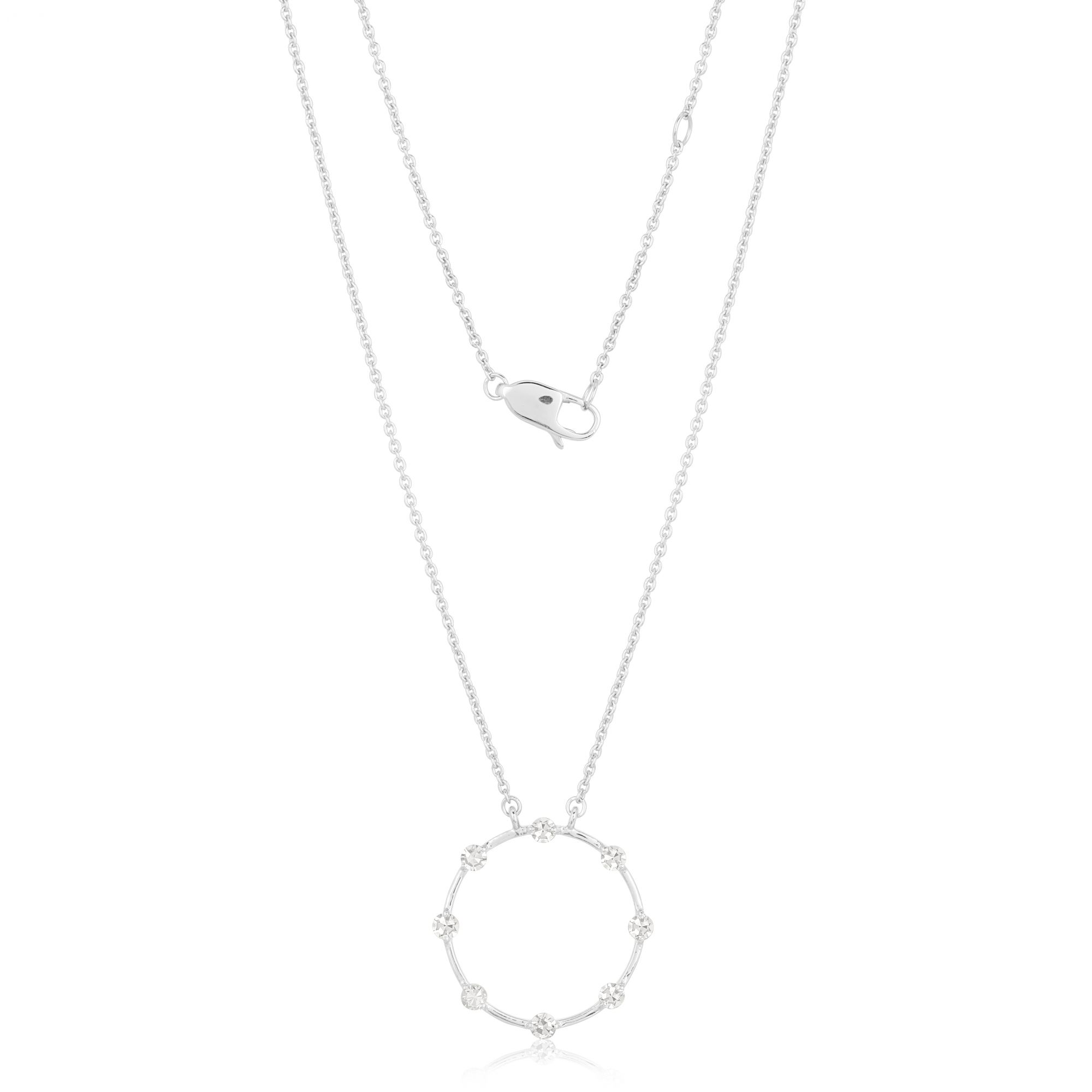 White Gold Circle Diamond Pendant with Chain