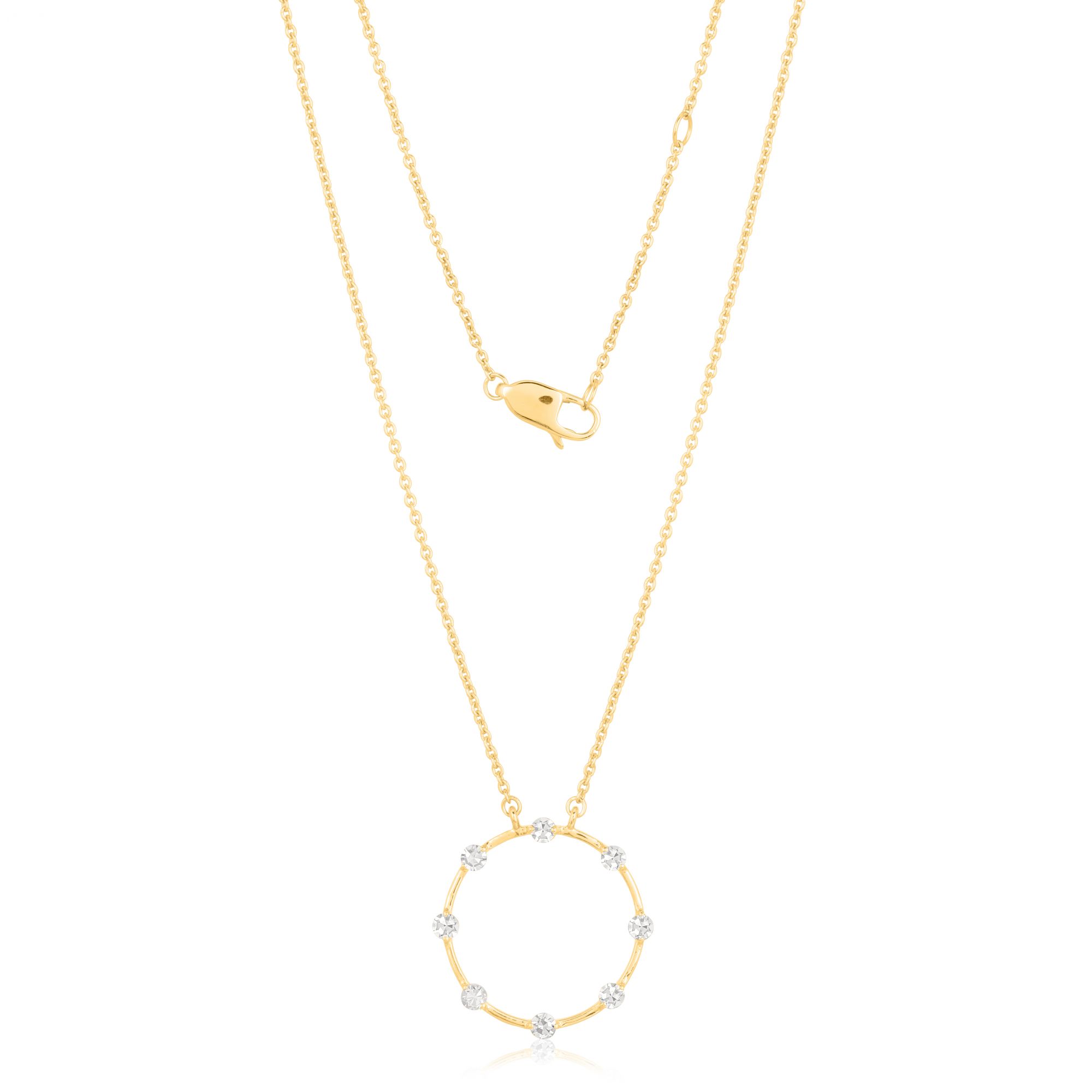 Yellow Gold Circle Diamond Pendant with Chain