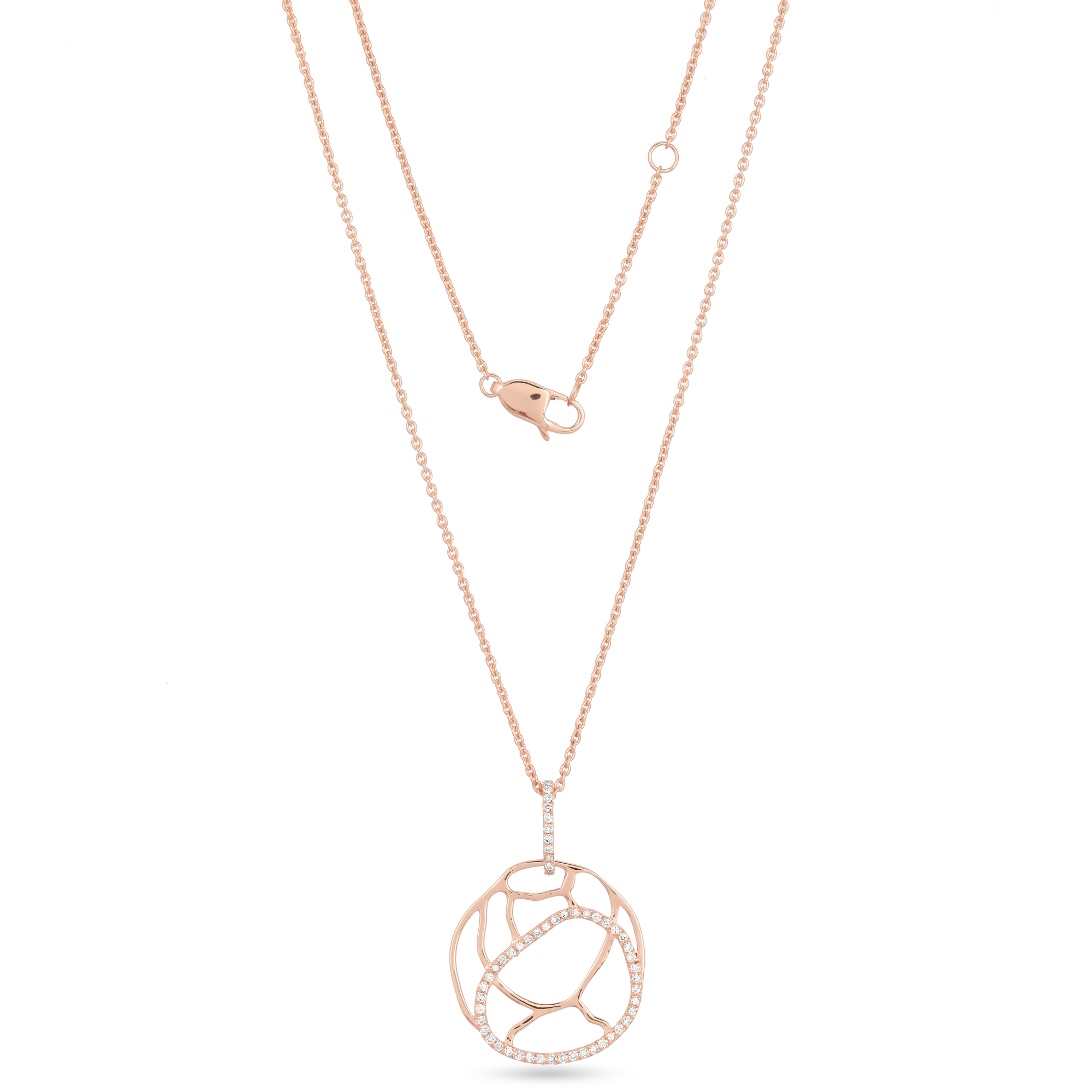 Rose Gold Circle Diamond Pendant with Chain