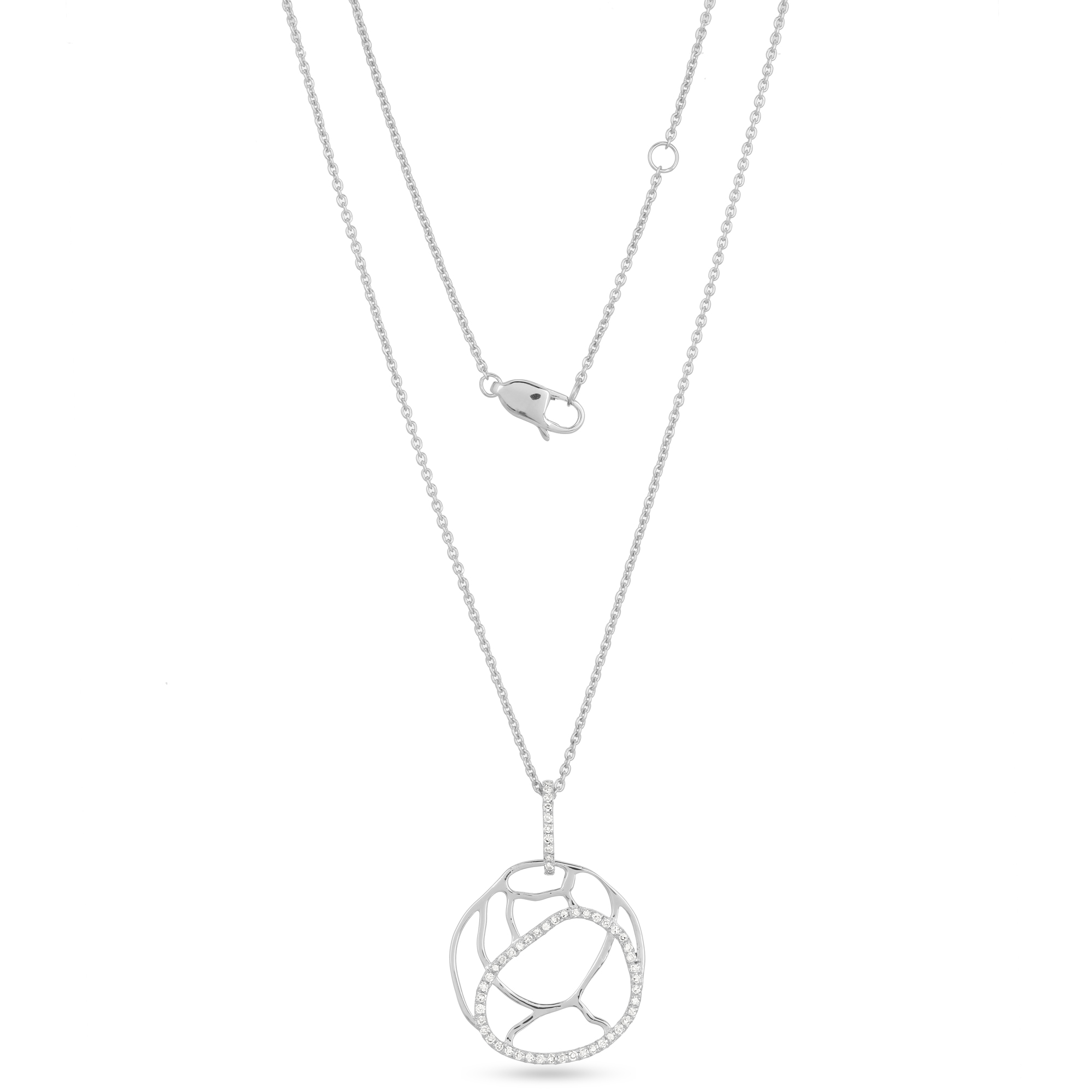 White Gold Circle Diamond Pendant with Chain