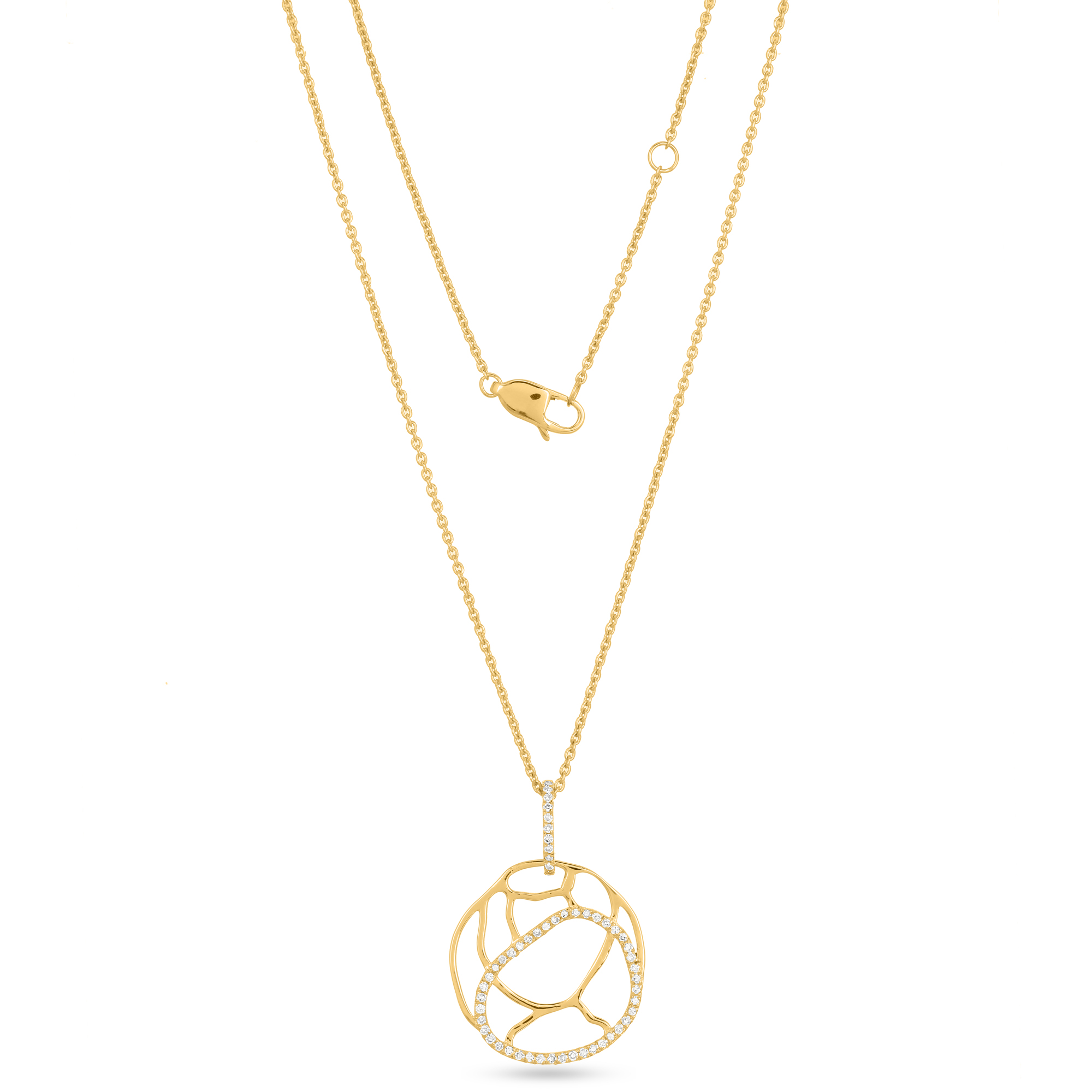 Yellow Gold Circle Diamond Pendant with Chain