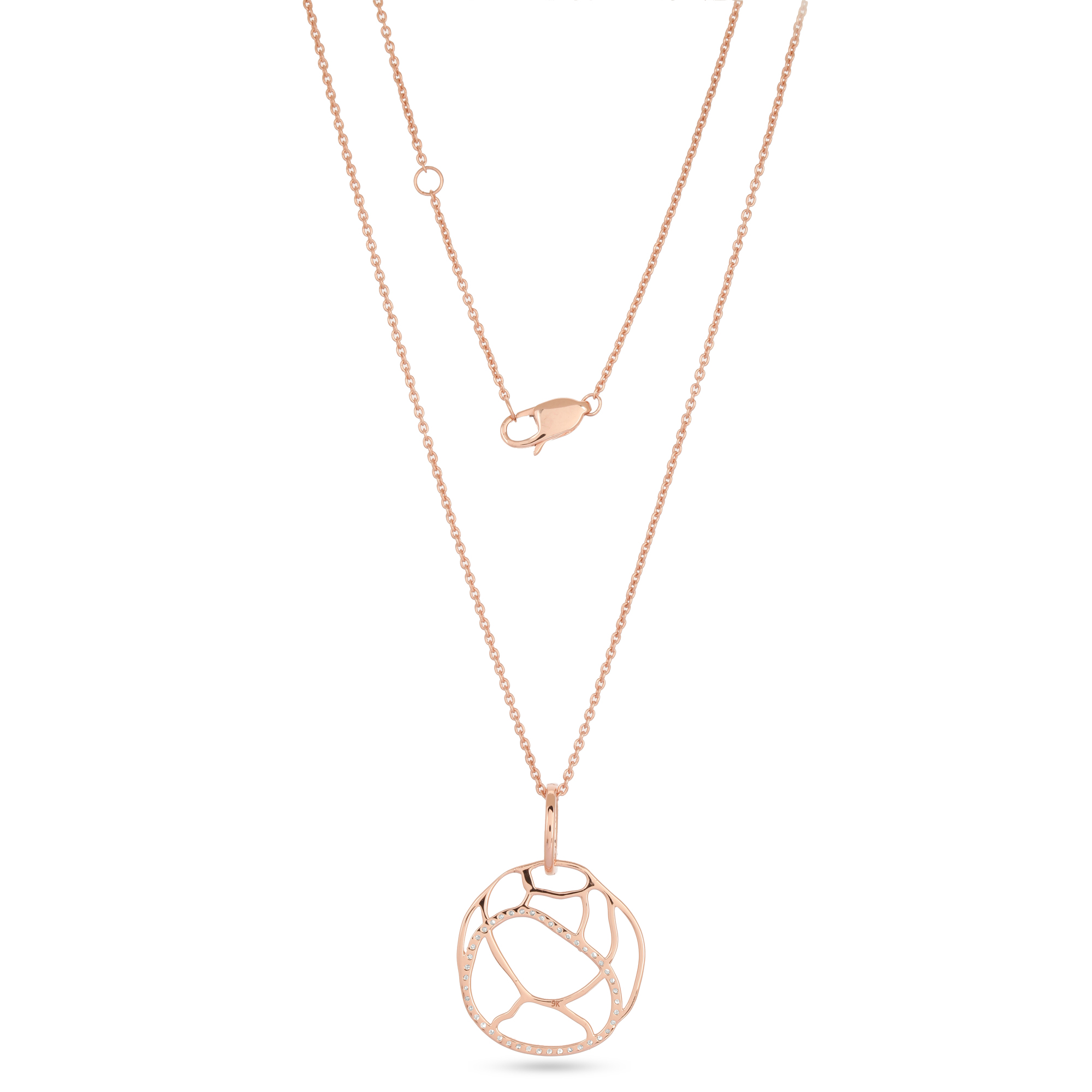 Rose Gold Circle Diamond Pendant with Chain