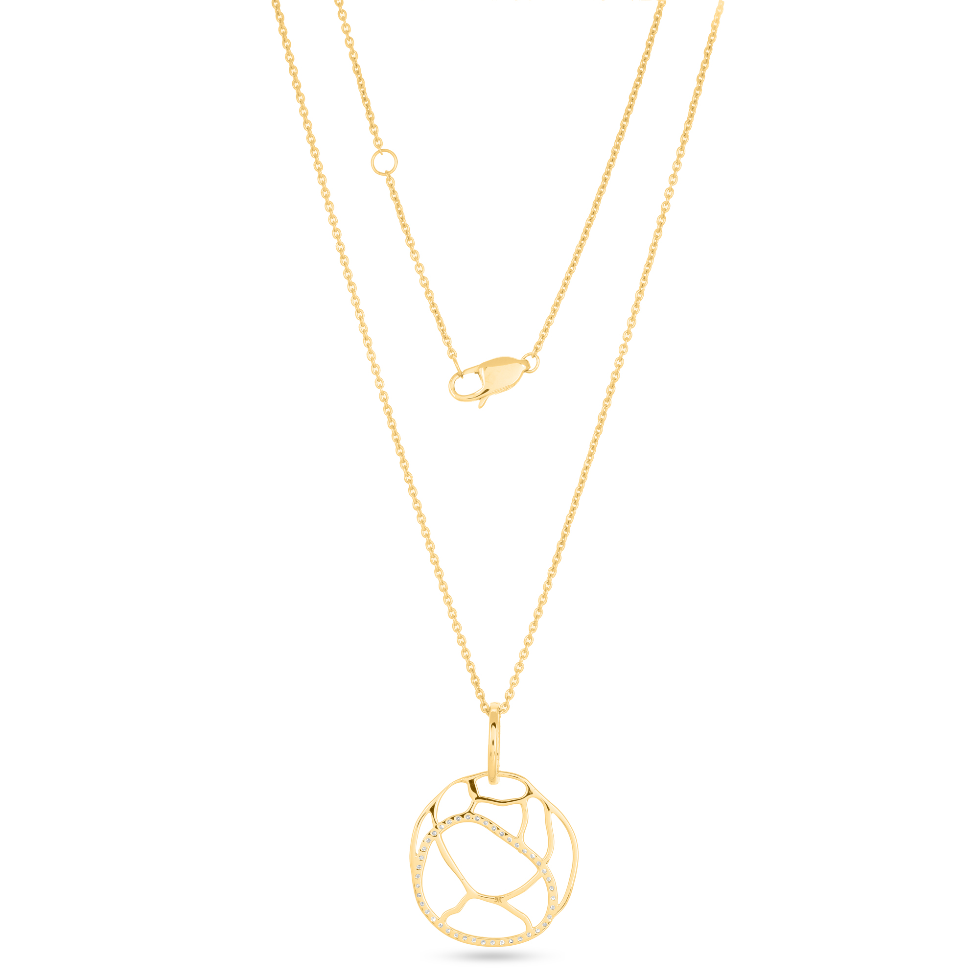 Yellow Gold Circle Diamond Pendant with Chain